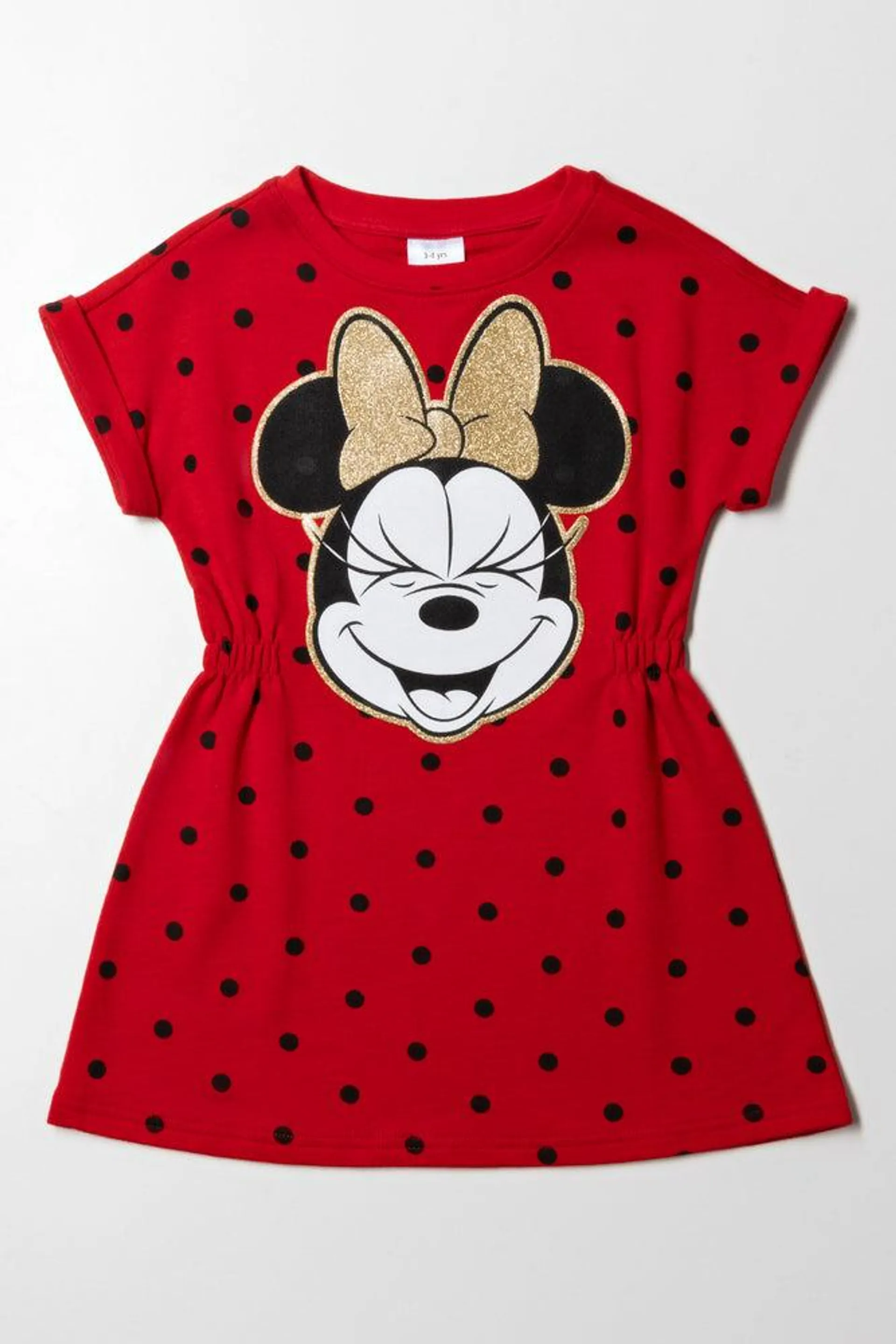 Minnie Mouse Turn Up Sleeve Dress Red