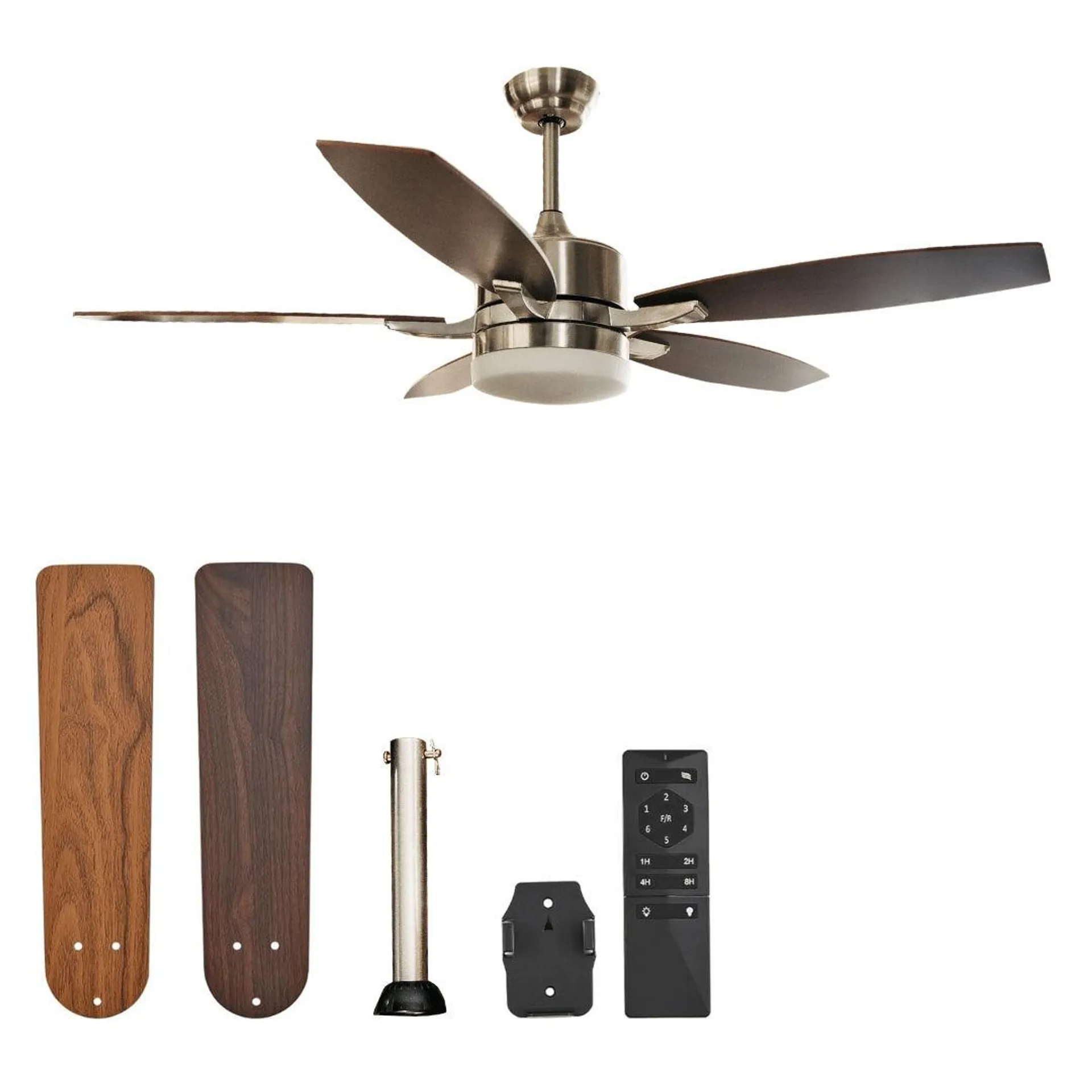 Stellar Lighting Ceiling Fan with Light and Remote 5 Brown Blades 52 Inch