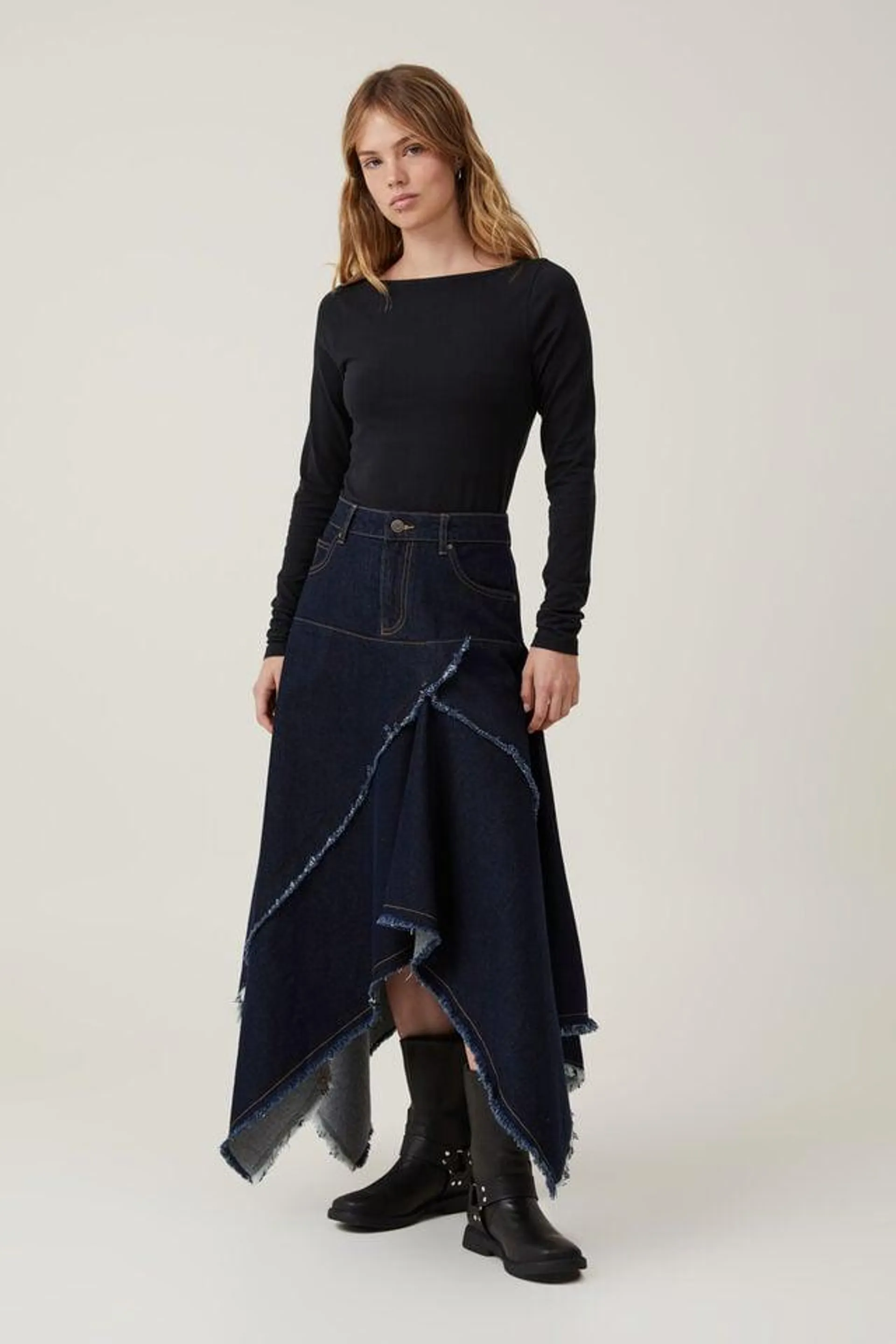 Harper Denim Midi Skirt