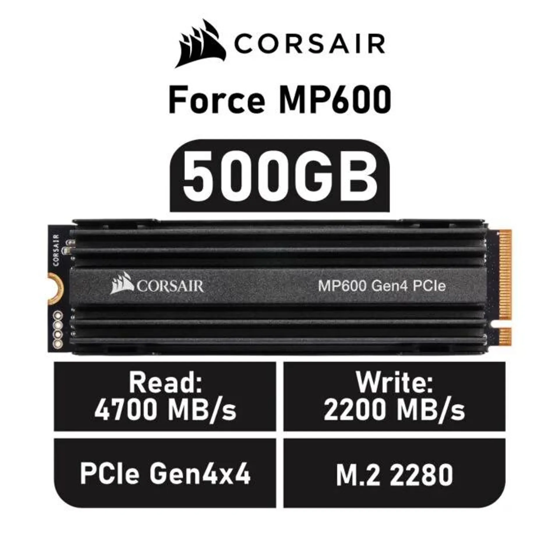 CORSAIR Force MP600 500GB PCIe Gen4x4 CSSD-F500GBMP600R2 M.2 2280 Solid State Drive