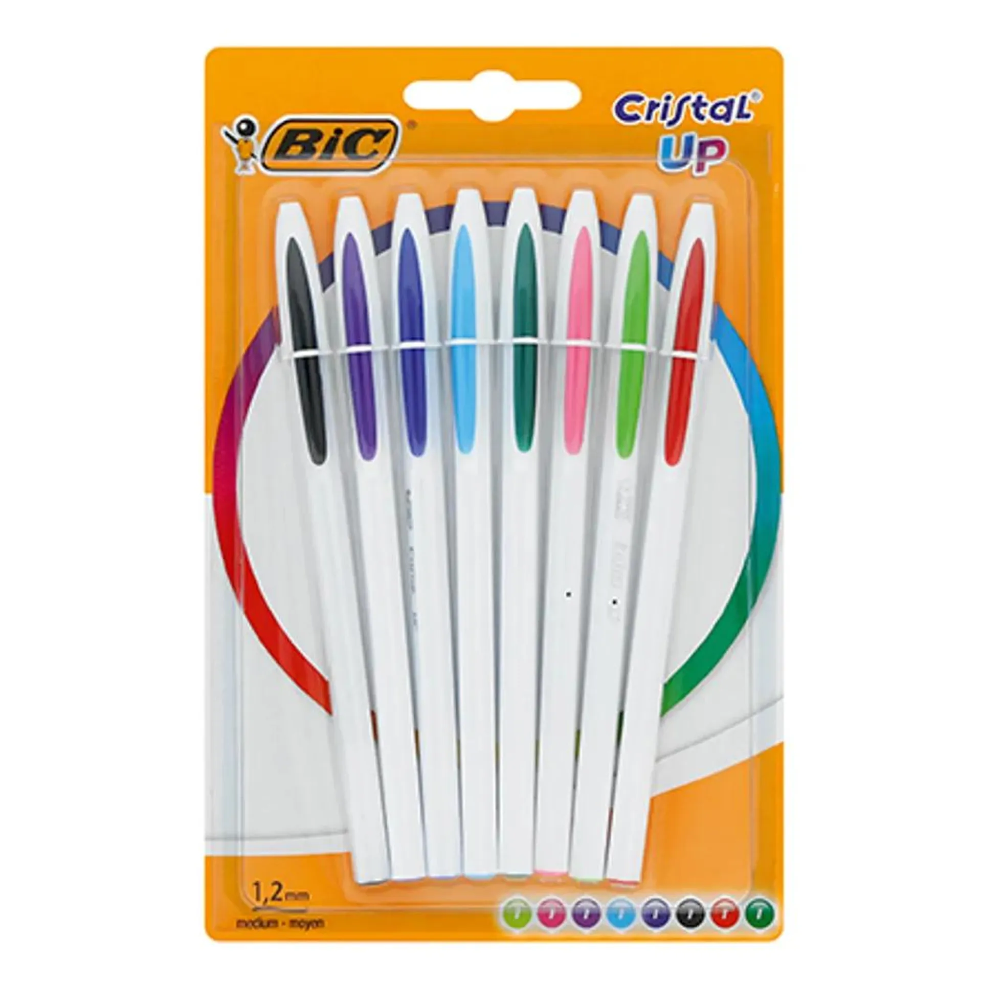 Cristal-Up Ballpoint Pens - 1.2mm - Assorted - 8 Pack