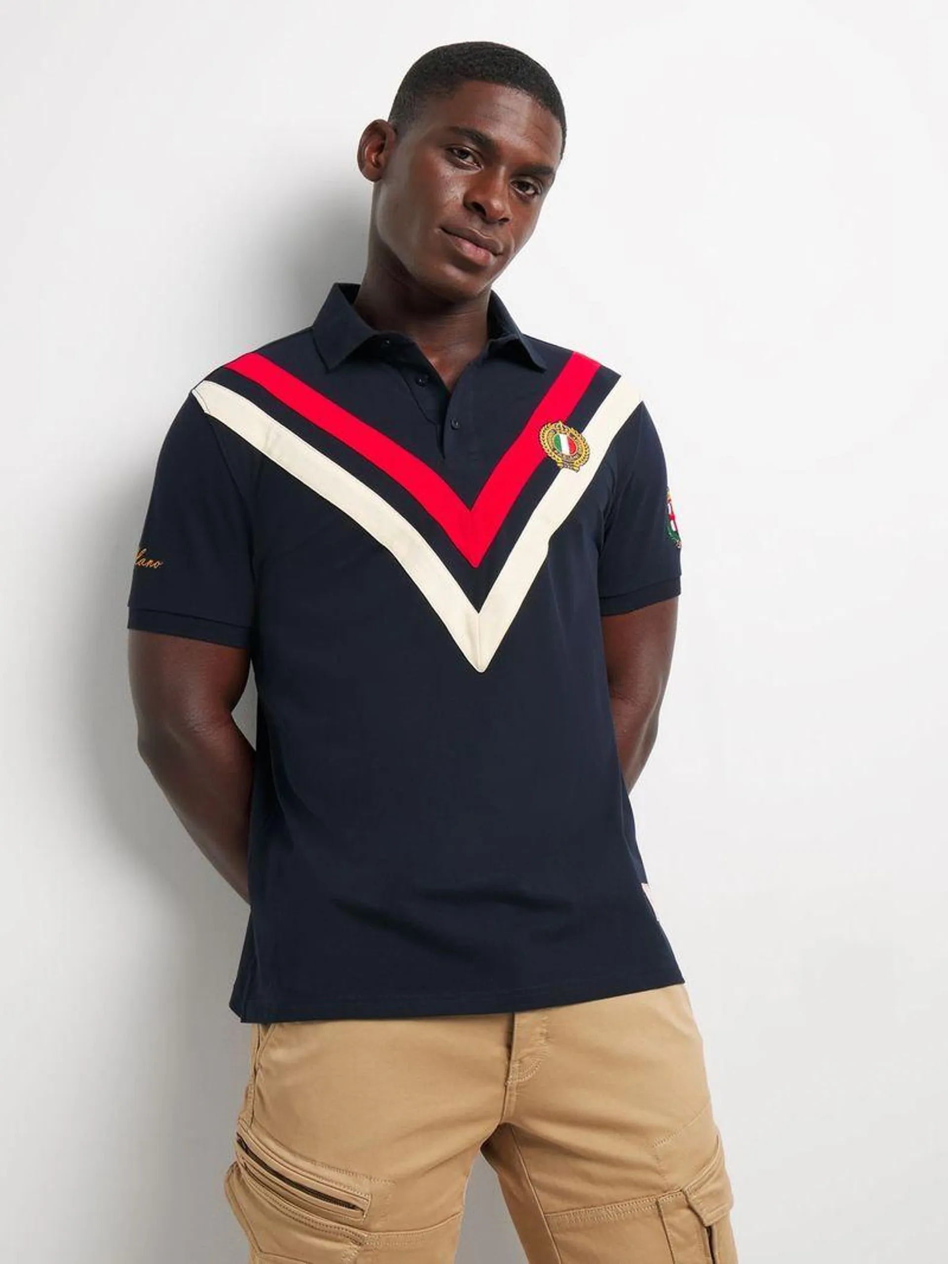 Fabiani Men's Navy Chevron Polo Golfer