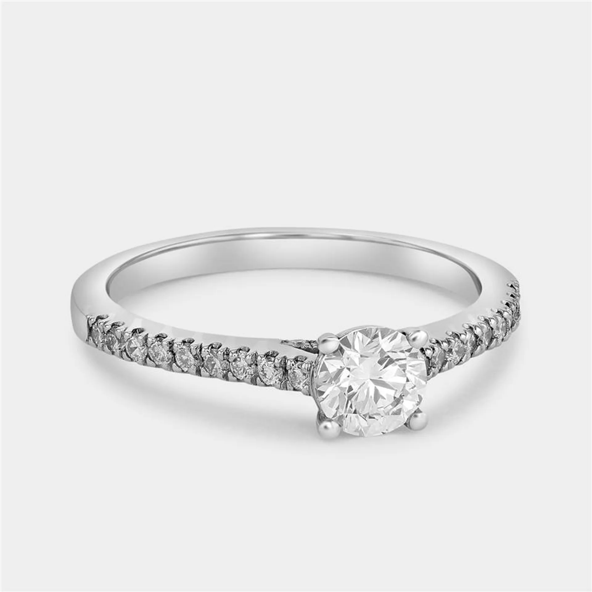 White Gold 0.7ct Lab Grown Diamond Solitaire Round Pavé Ring