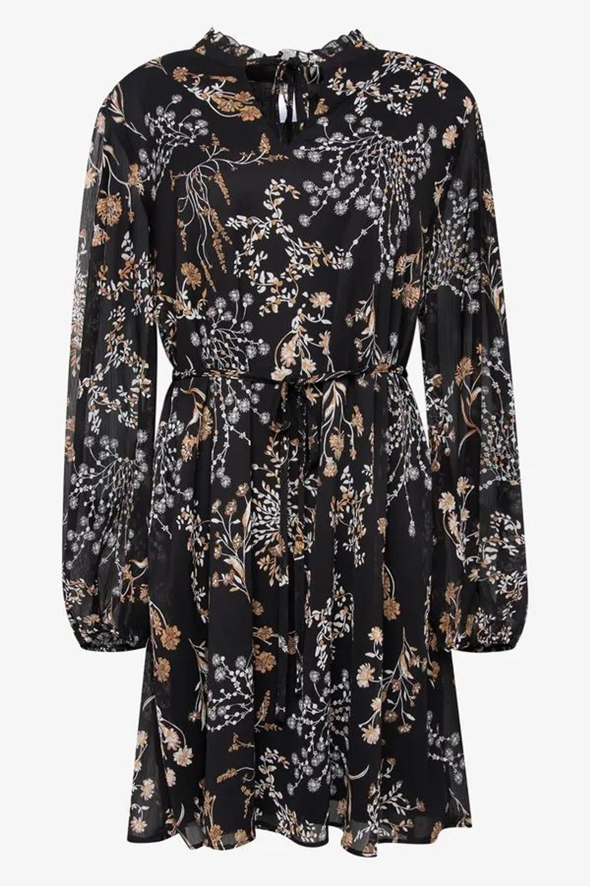 Floral dress black & natural