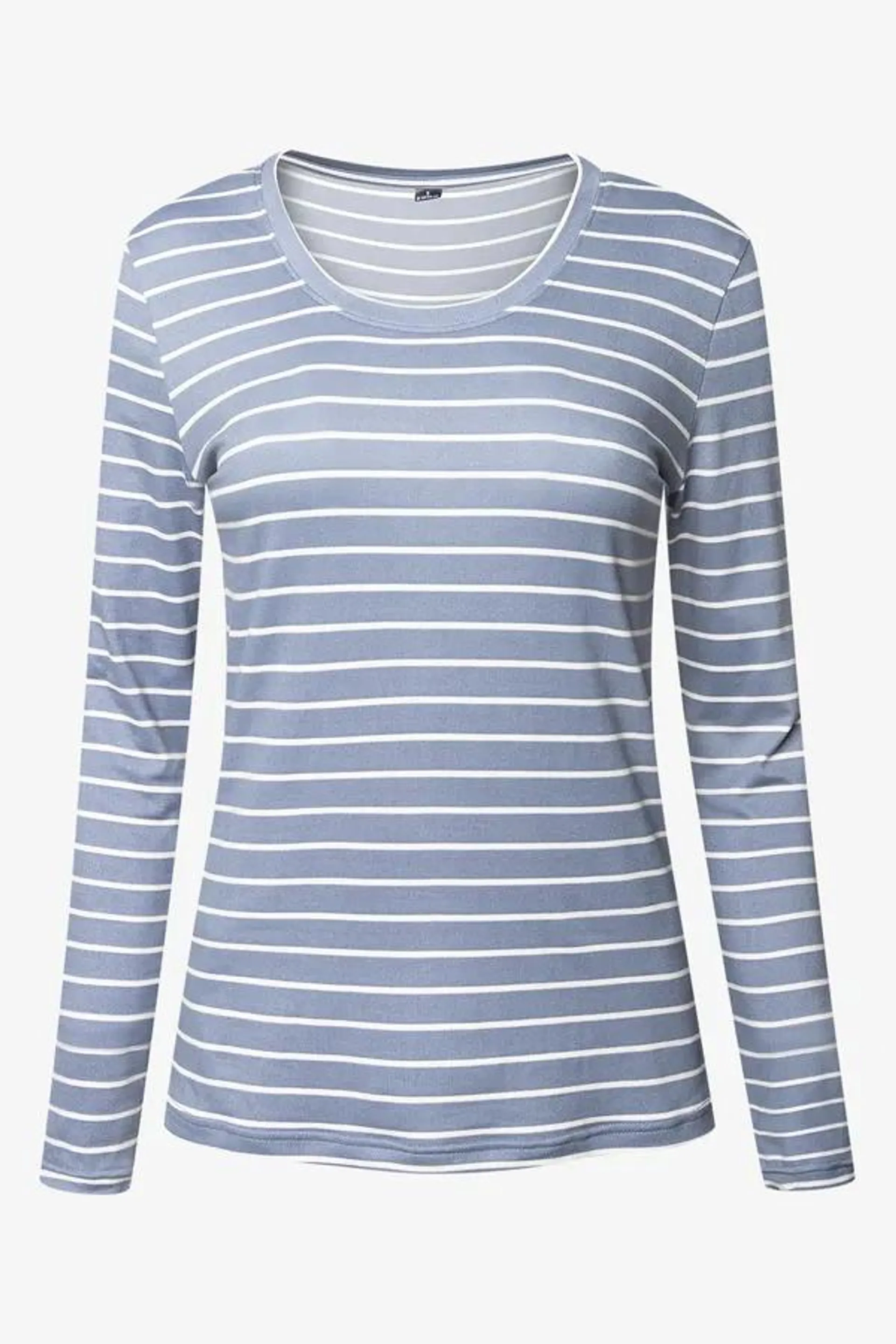 Stripe long sleeve scoop neck t-shirt blue