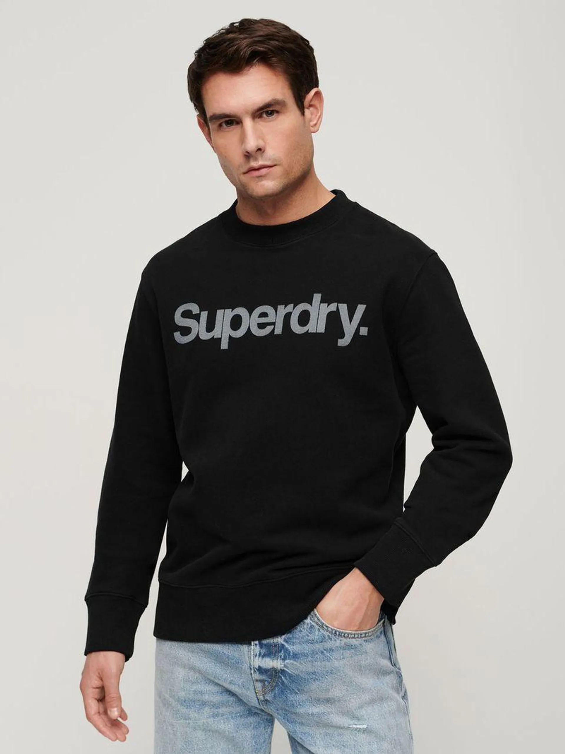 Men's Superdry Black City Loose Crew Sweatshirt