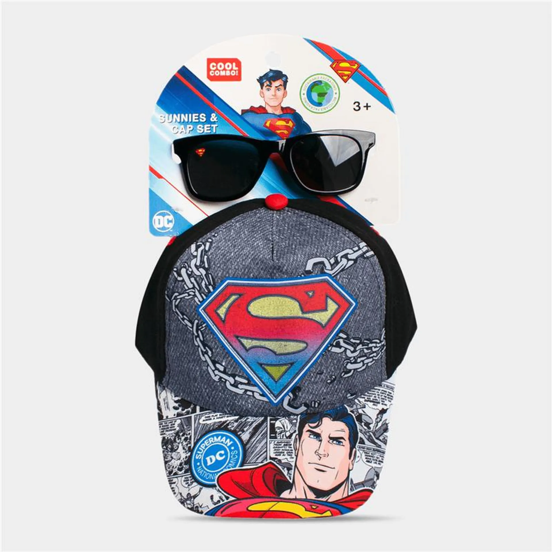 Boy's Character Group Grey Superman Peak Cap & Sunnies