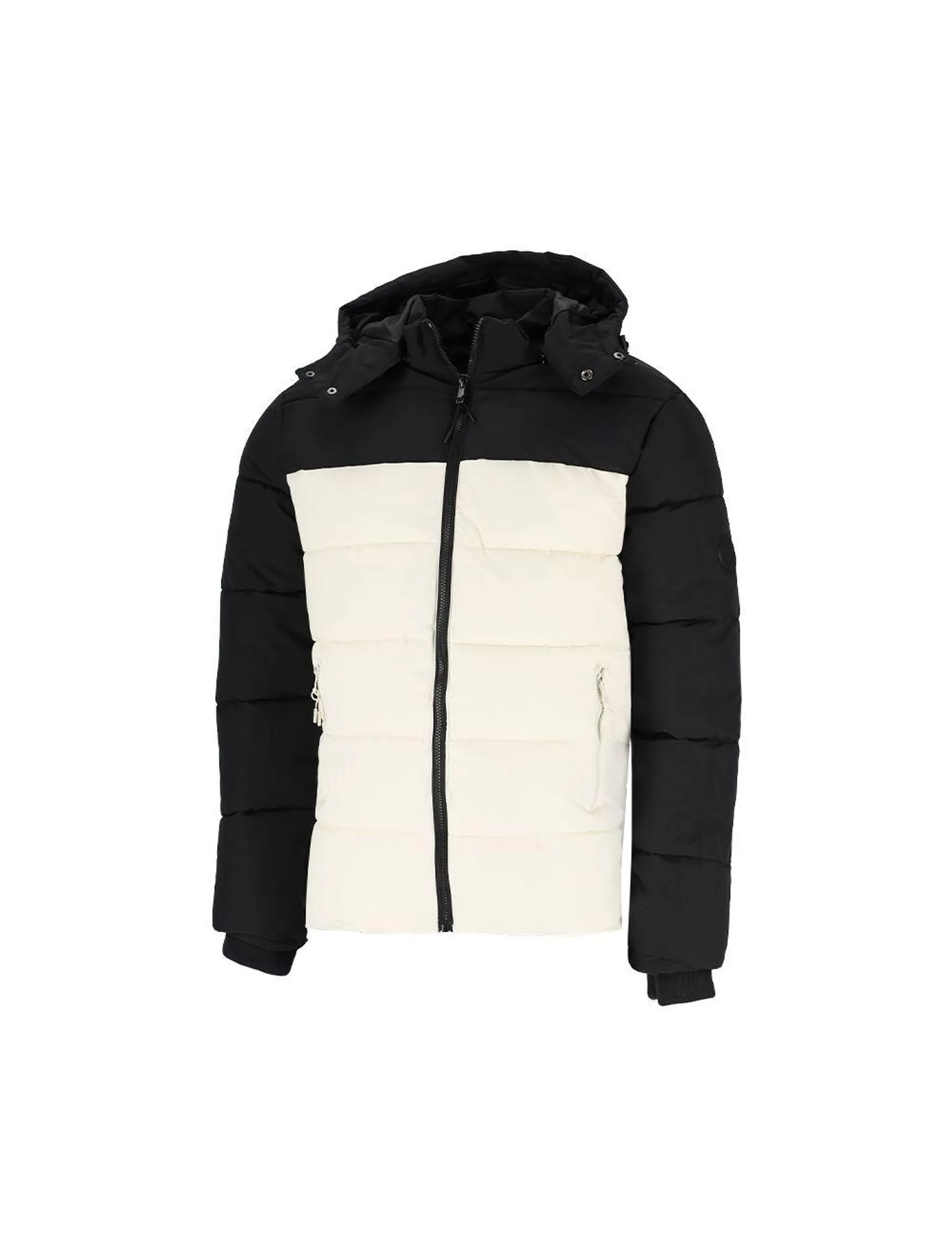 Nikos Colour Block Mens Puffer Jacket Black/Penguin