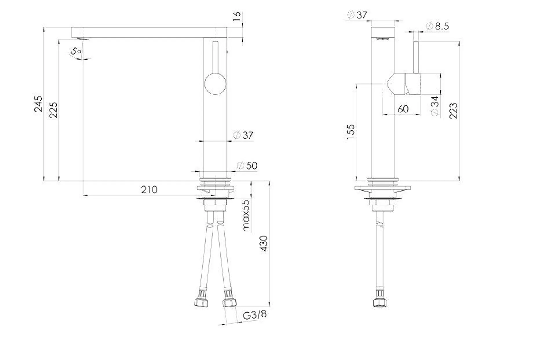 Tivoli Match Sink Mixer With Grey Spout Insert