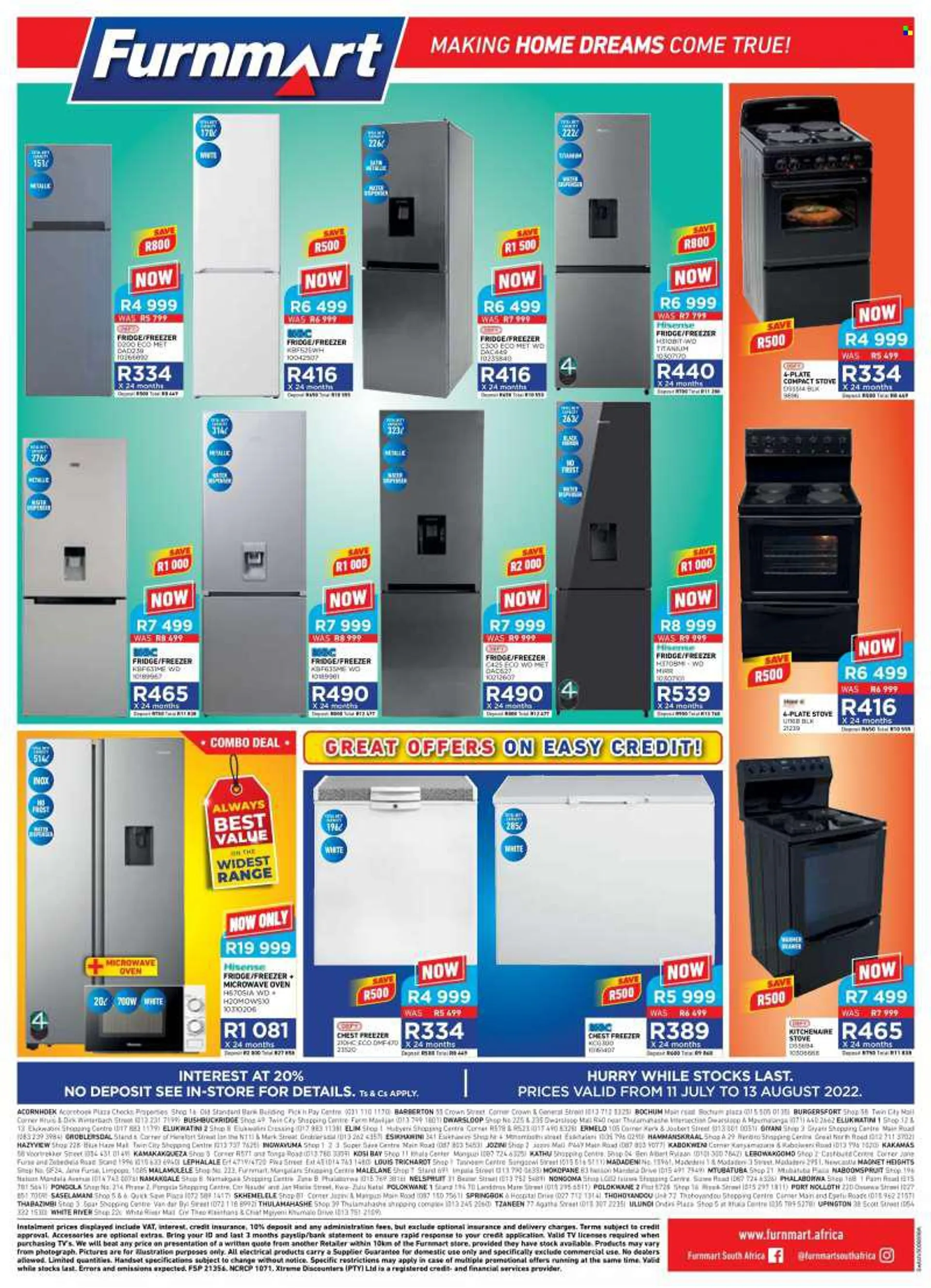 Furnmart catalogue  - 11/07/2022 - 13/08/2022 - Sales products - mirror, WD, TV, freezer, chest freezer, refrigerator, fridge, oven, stove, microwave oven, water dispenser. Page 8.