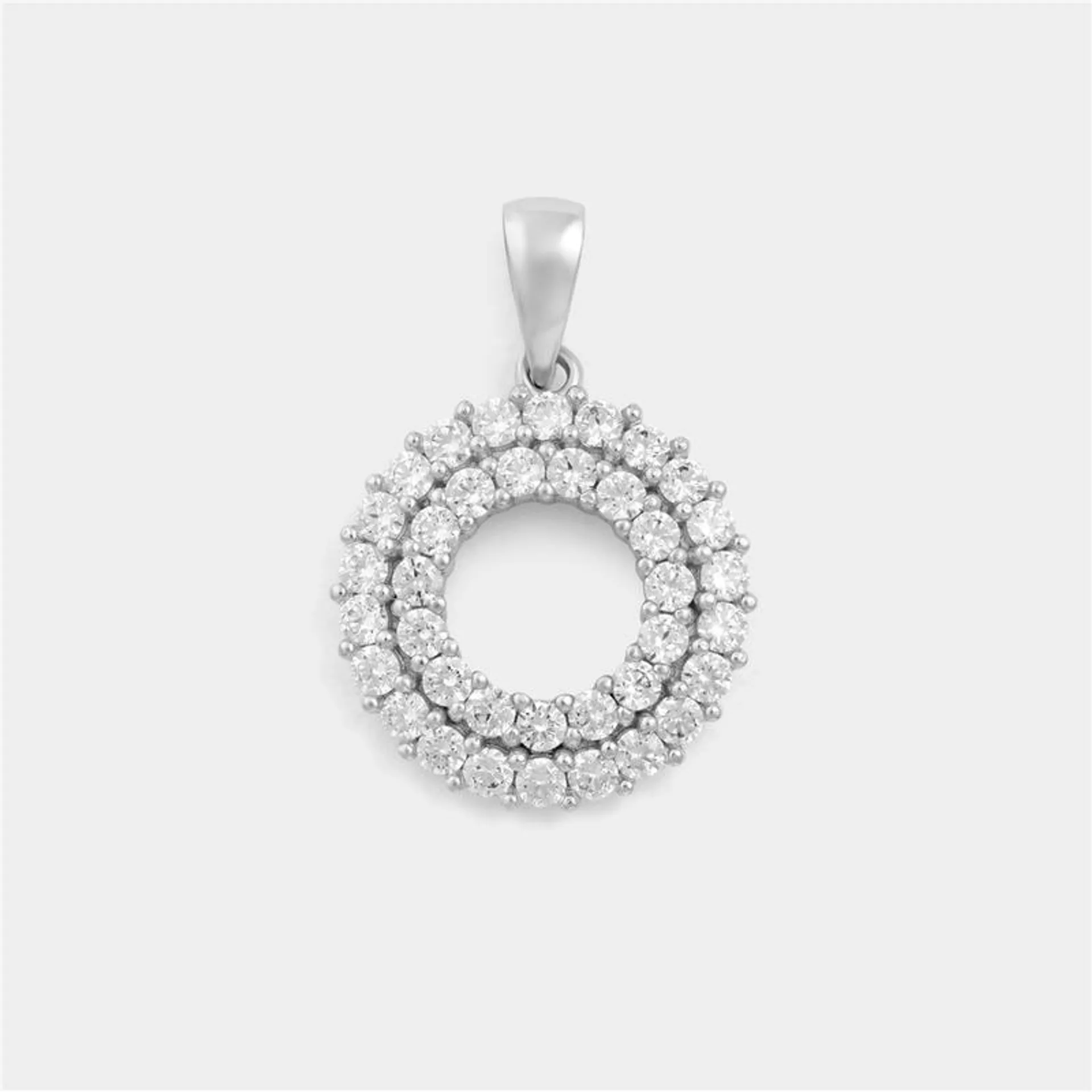Sterling Silver Cubic Zirconia Double Circle Pendant Off Chain