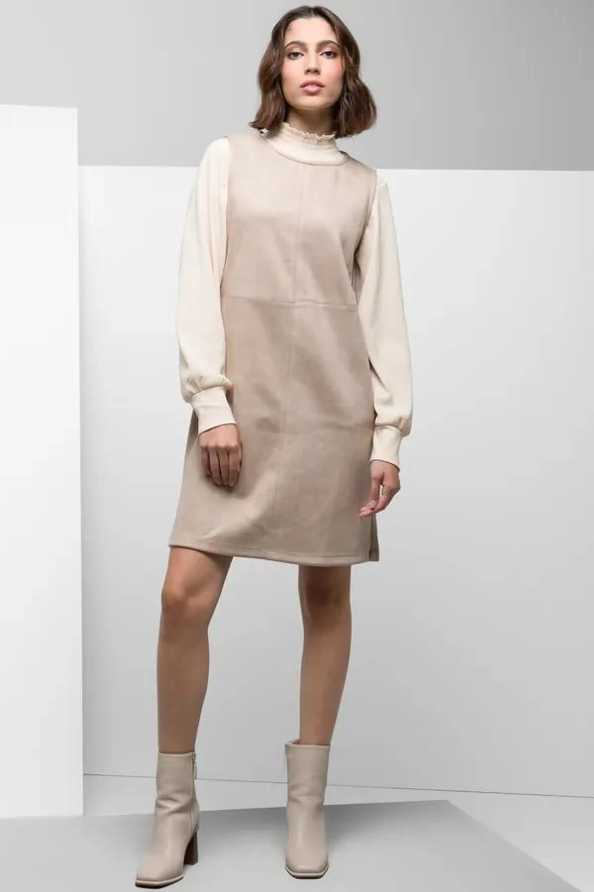 Suede shift dress natural