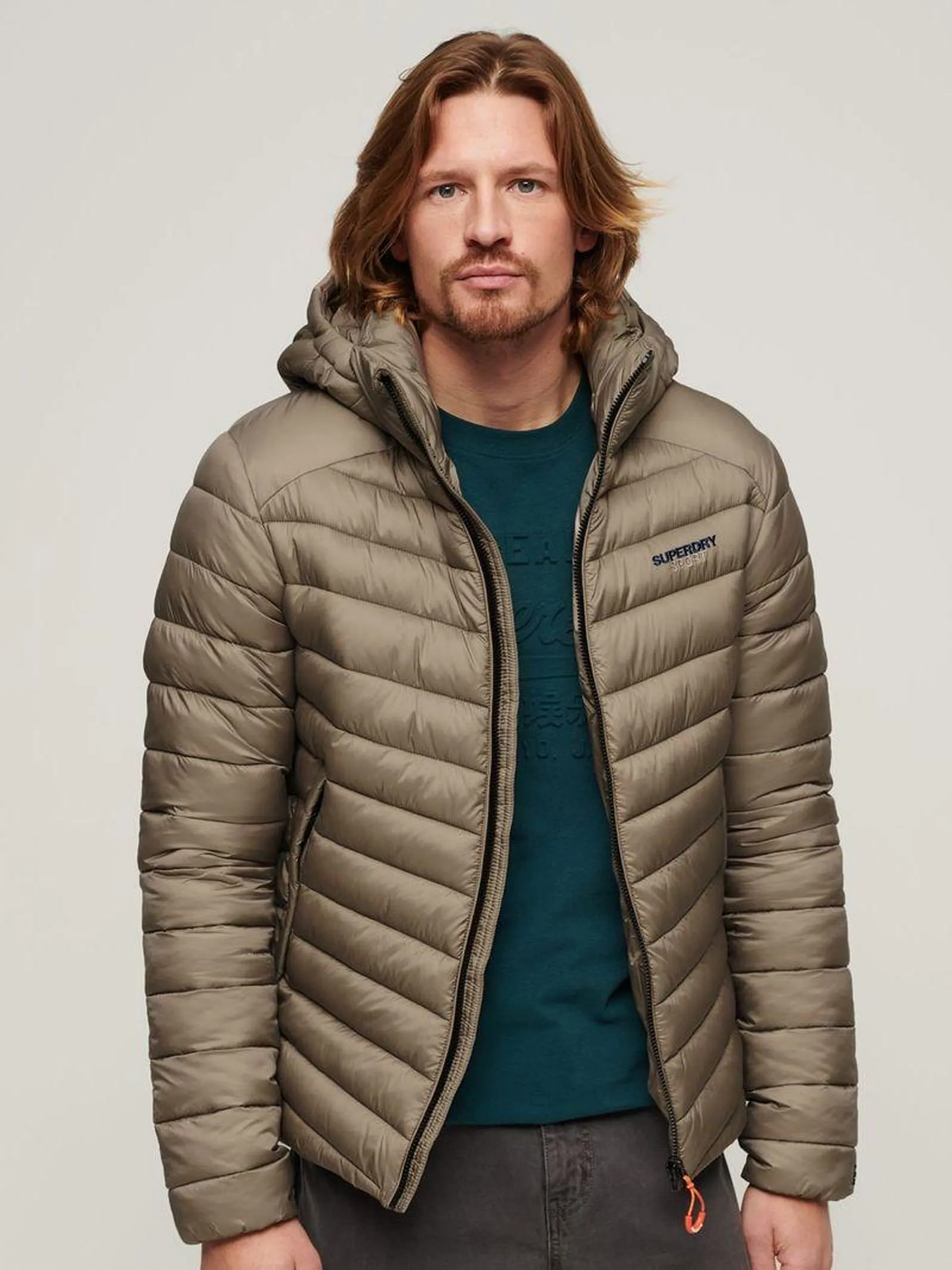 Men's Superdry Beige Hooded Fuji Padded Jacket