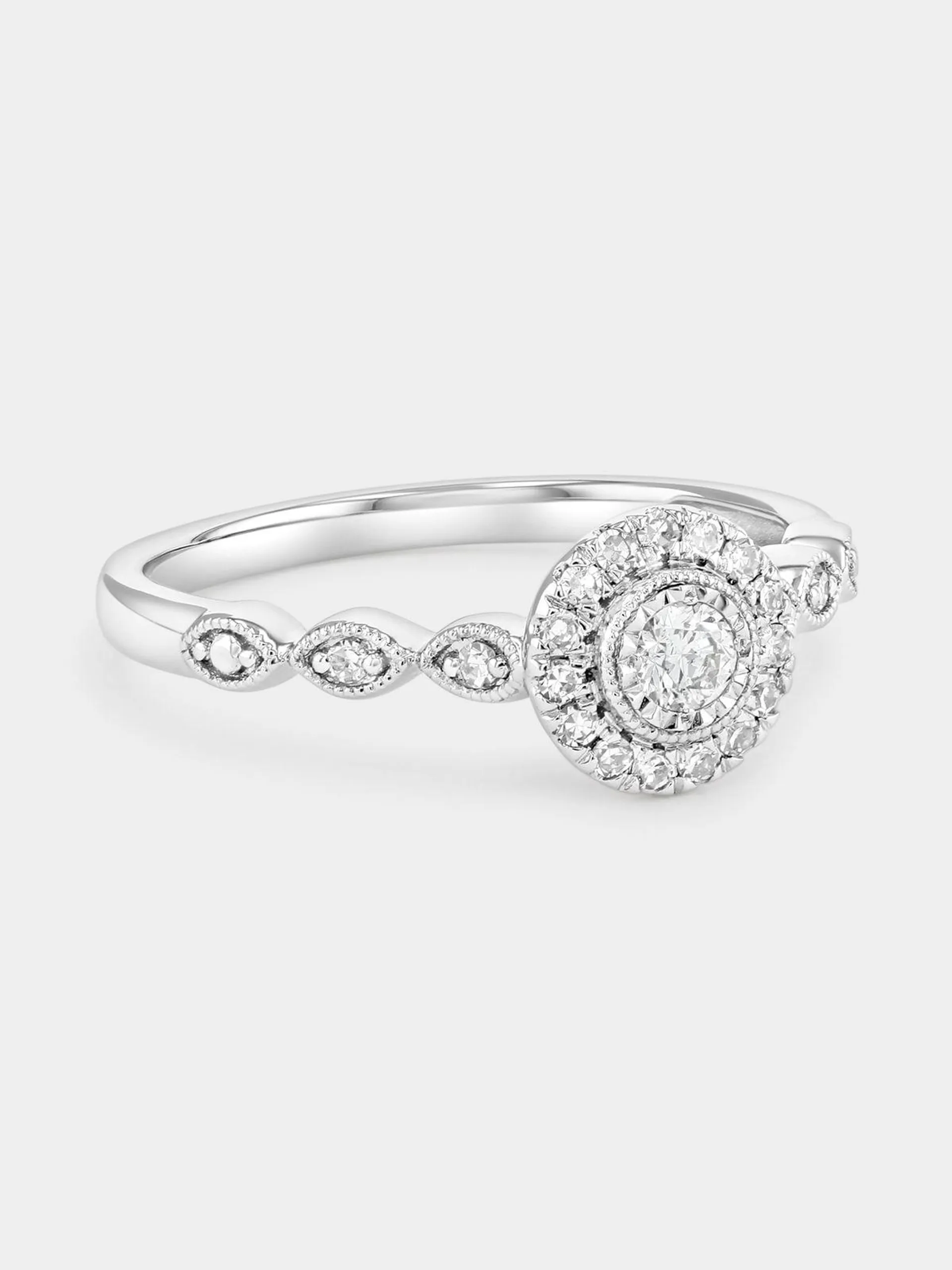 White Gold 0.2ct Lab Grown Diamond Round Halo Ring