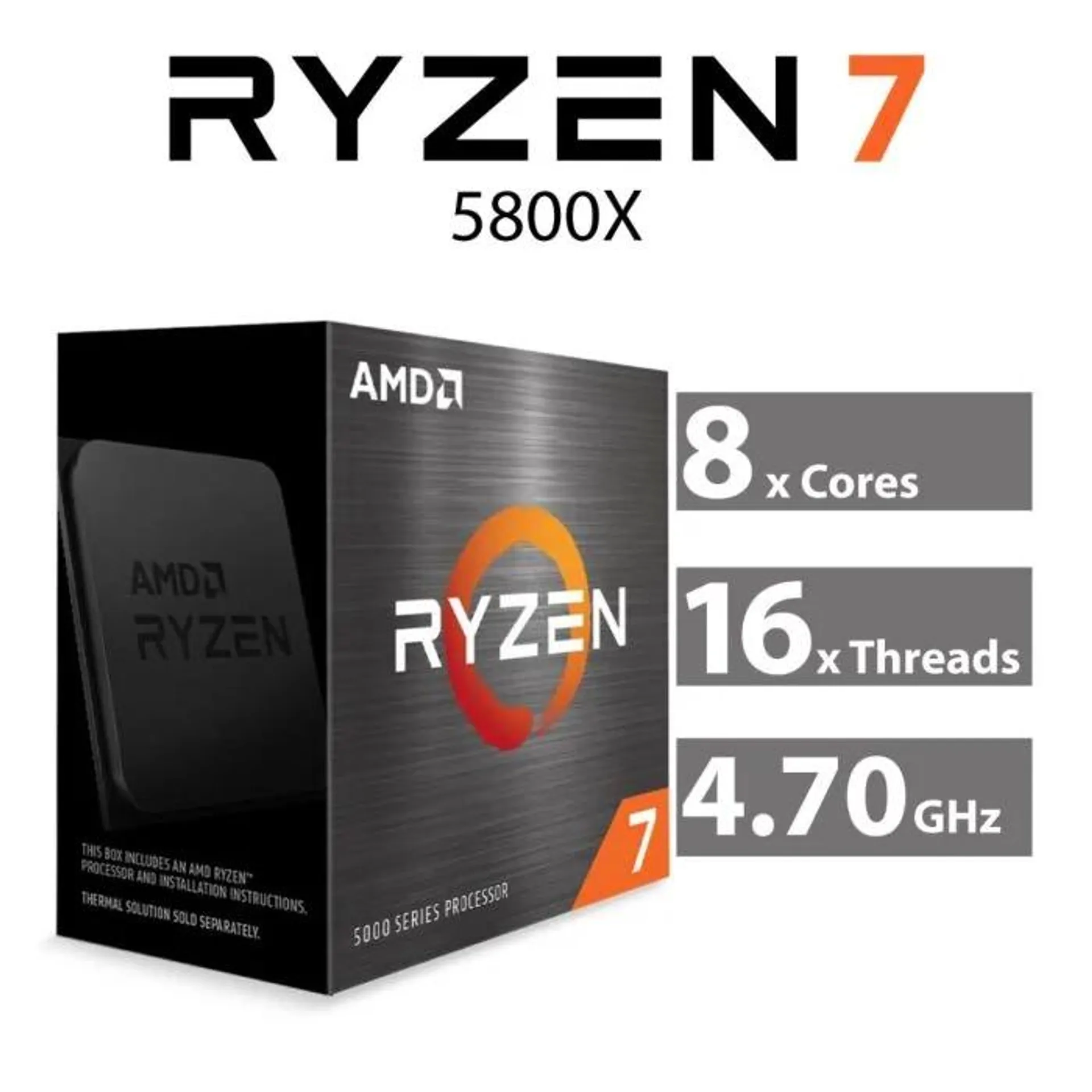 AMD Ryzen 7 5800X Vermeer 8-Core 3.80GHz AM4 105W 100-100000063WOF Desktop Processor