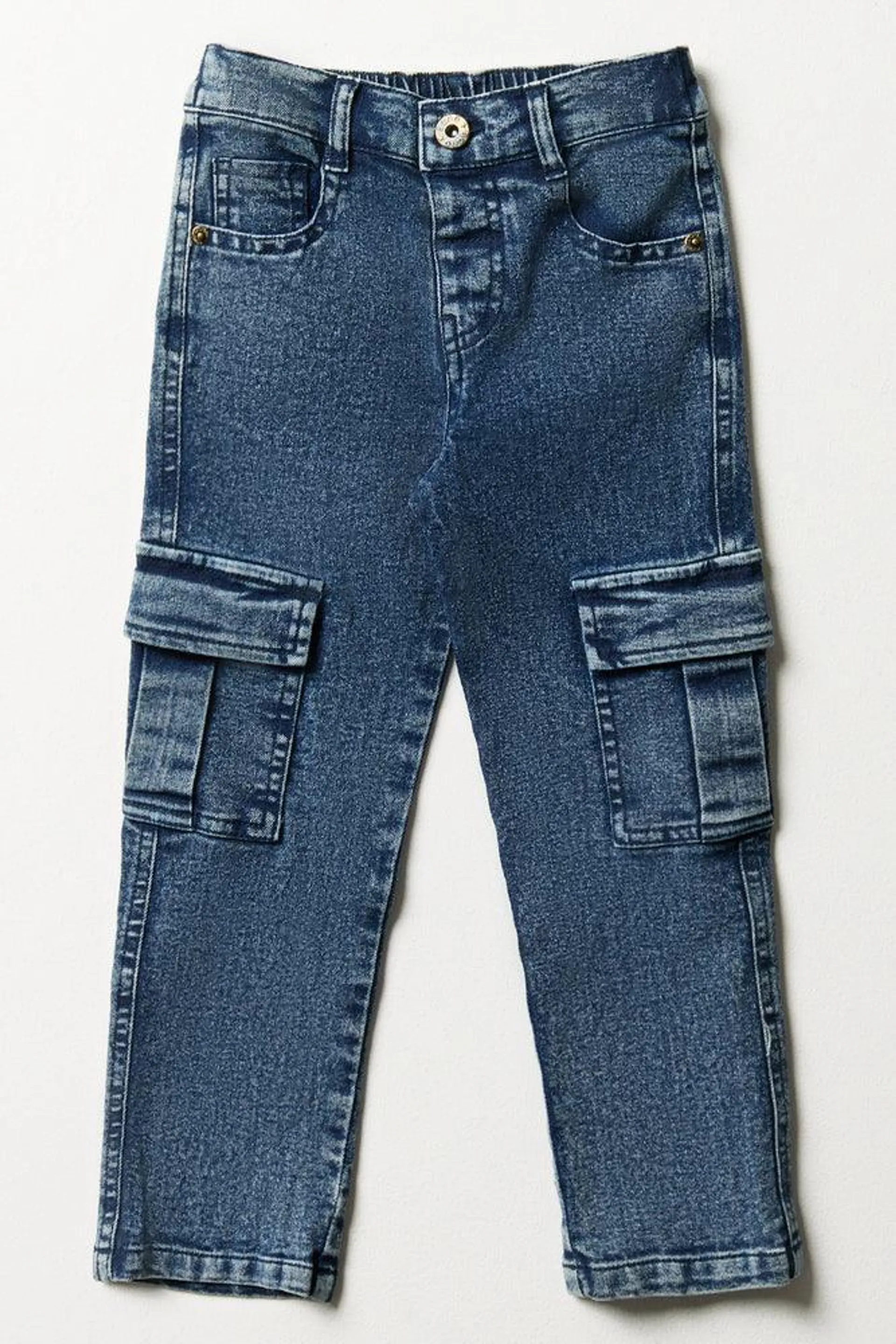 Cargo Slim Leg Denim Jeans Blue