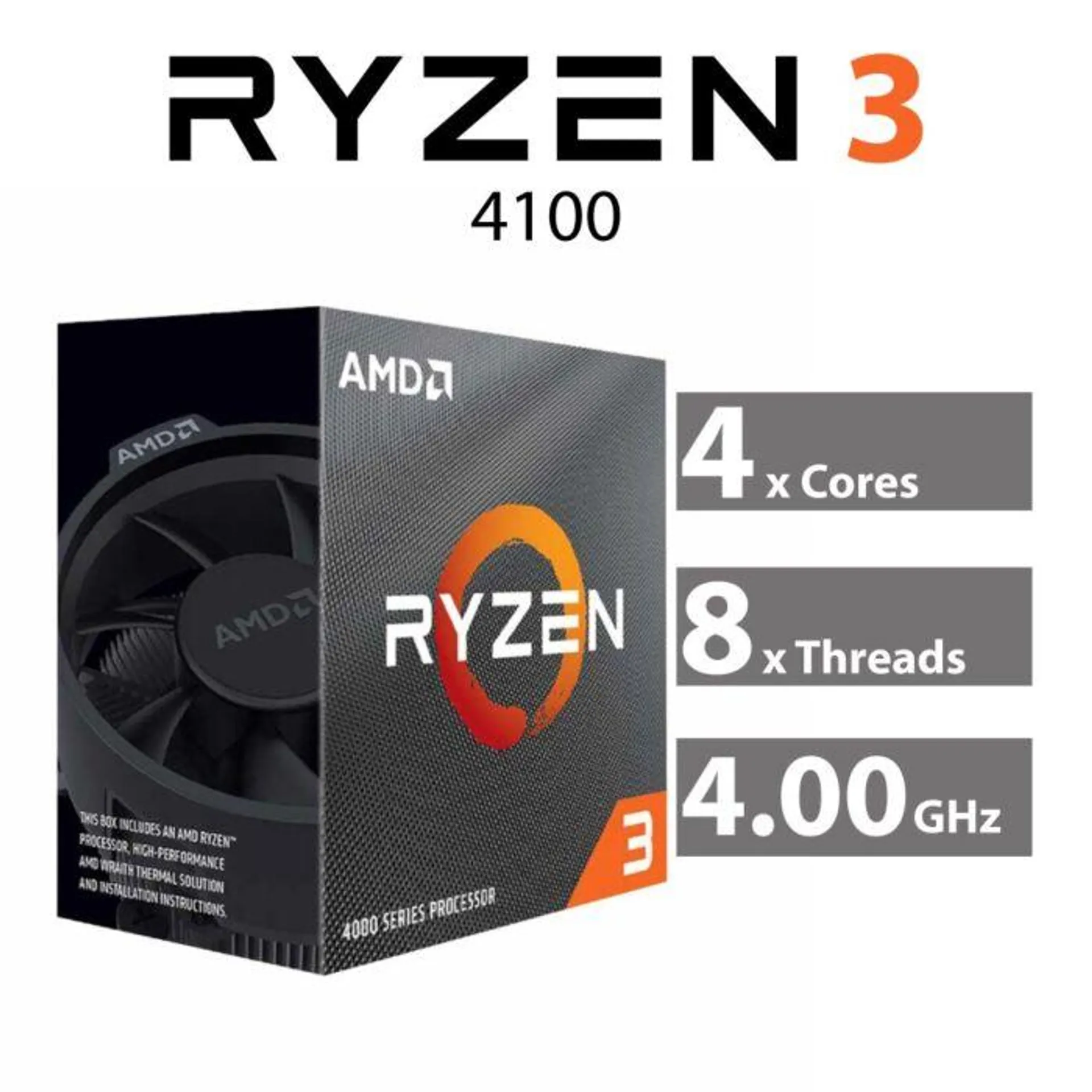 AMD Ryzen 3 4100 Renoir 4-Core 3.80GHz AM4 65W 100-100000510BOX Desktop Processor