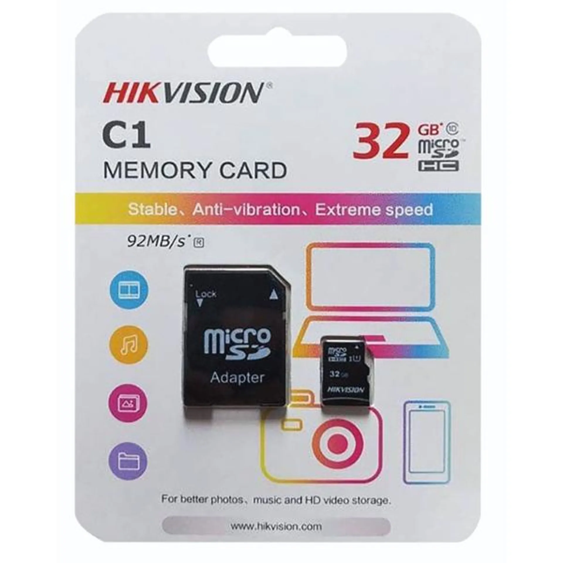 Hikvision C1 32GB Micro SD Memory Card + Adapter
