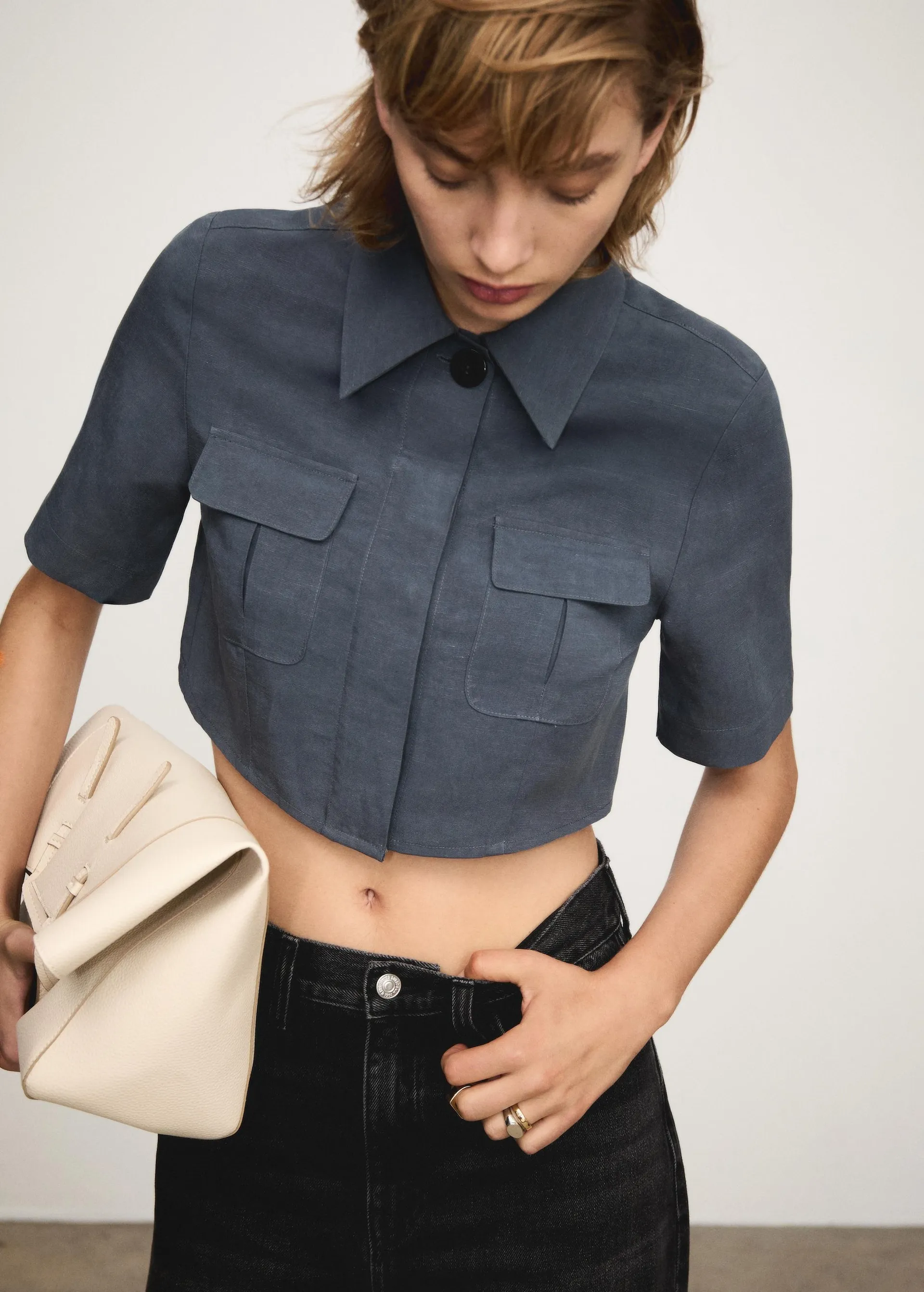 Lyocell cropped shirt