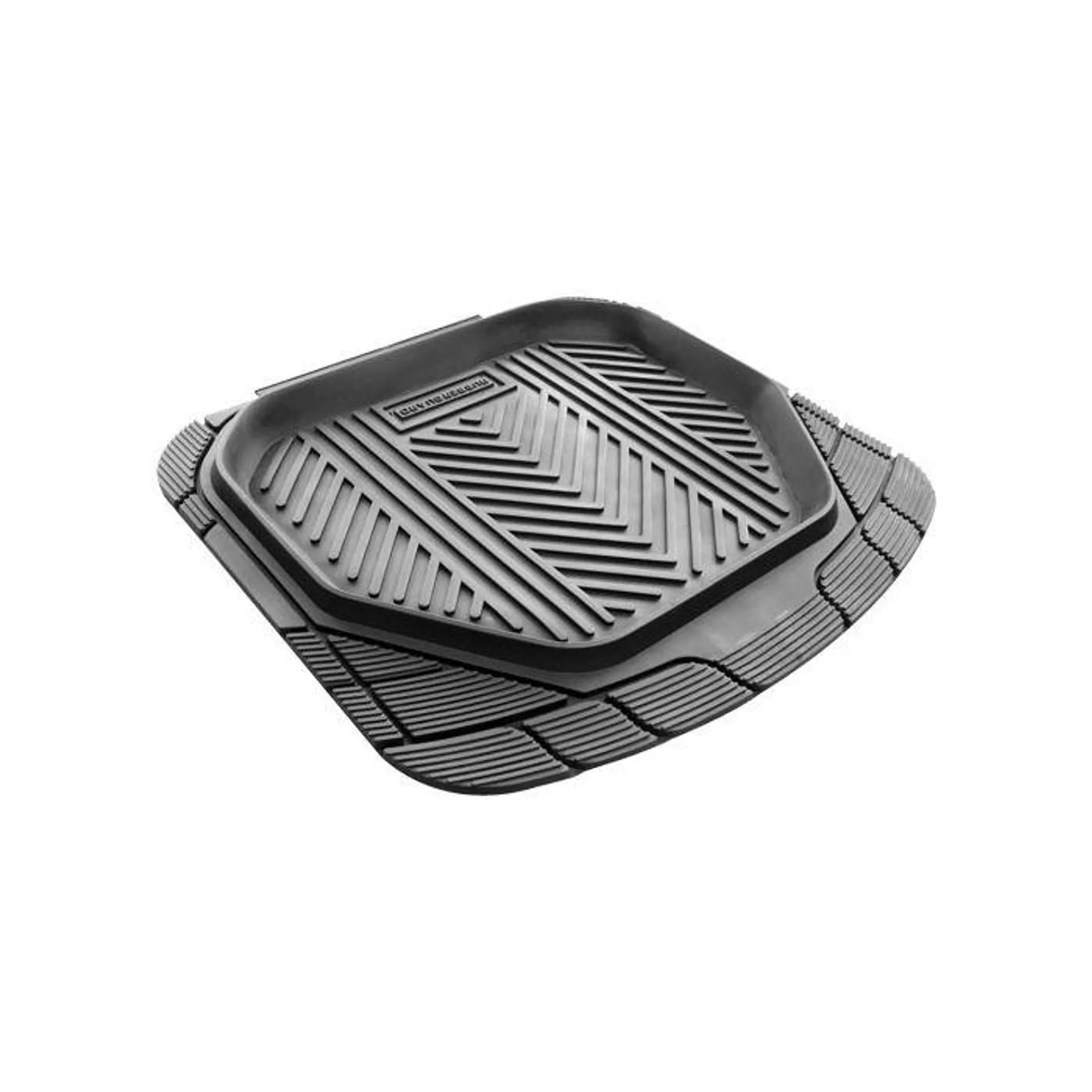 RUBBER MAT WITH TROUGH 2 PIECE - BLACK - REAR