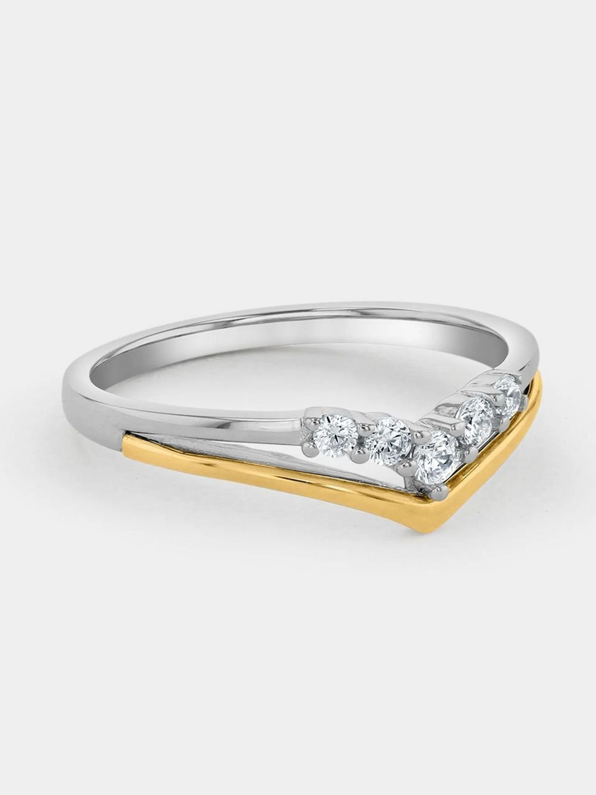 Yellow Gold & Sterling Silver, Cubic Zirconia Promise Ring