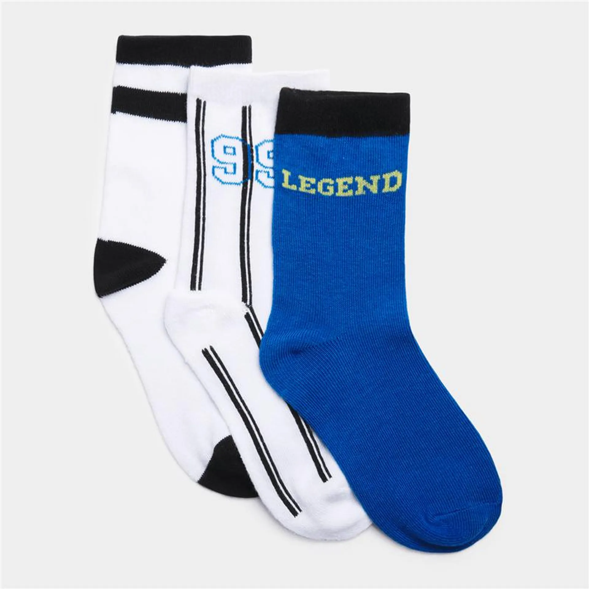 Boy's Blue & White 3 Pack Sport Socks