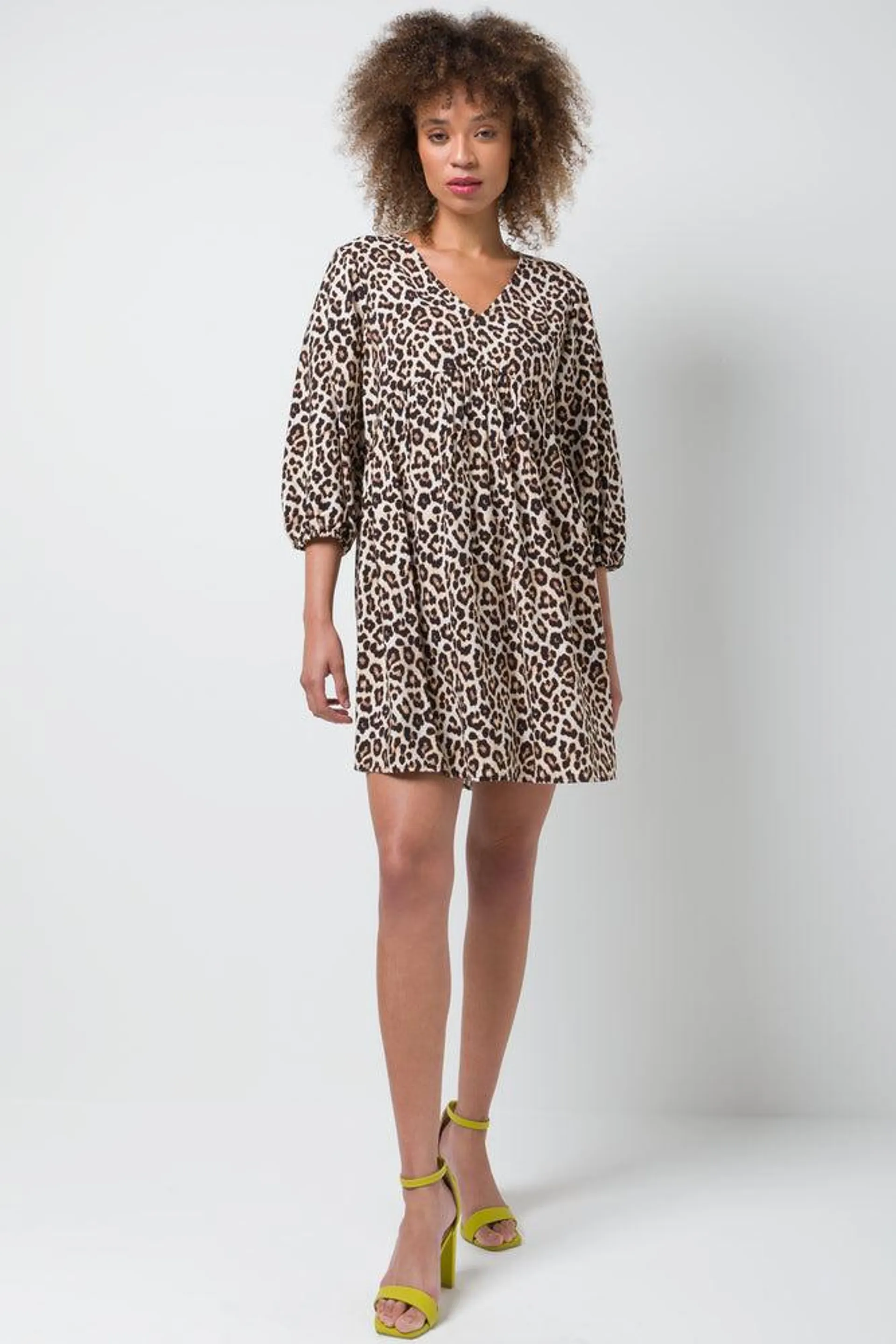 Three-Quarter Sleeve Dress Brown