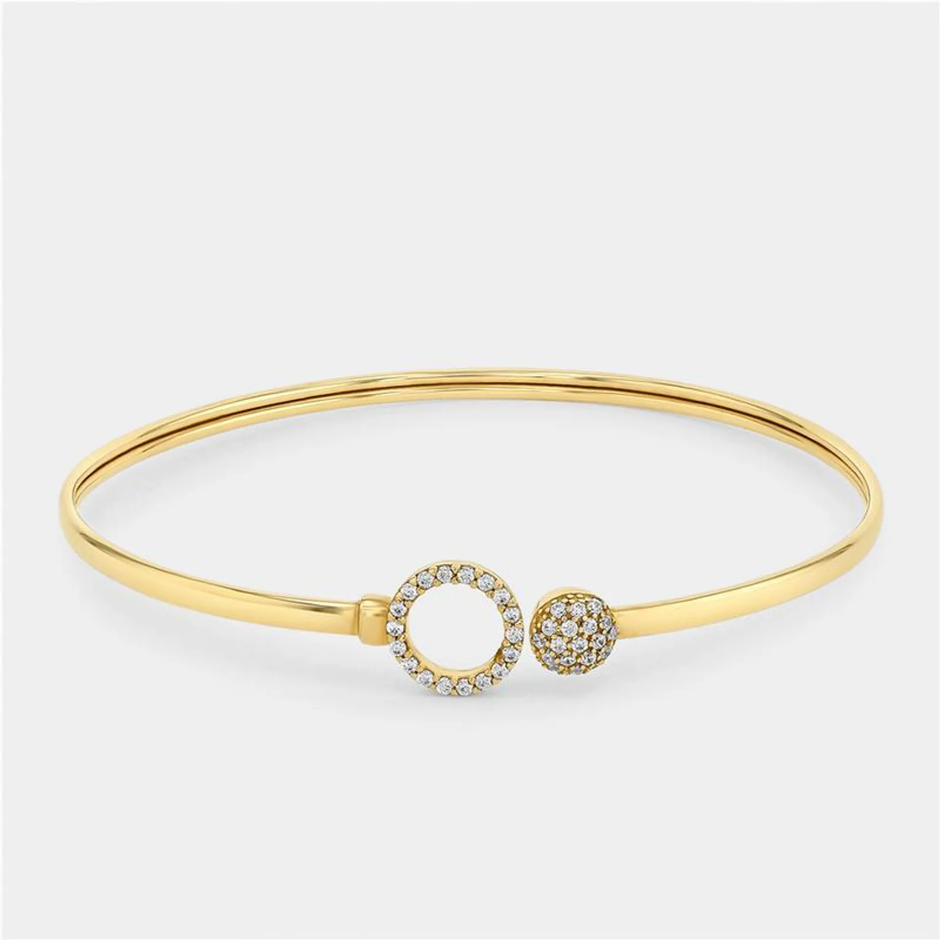 Sterling Silver & 9ct Gold, Cubic Zirconia Bangle