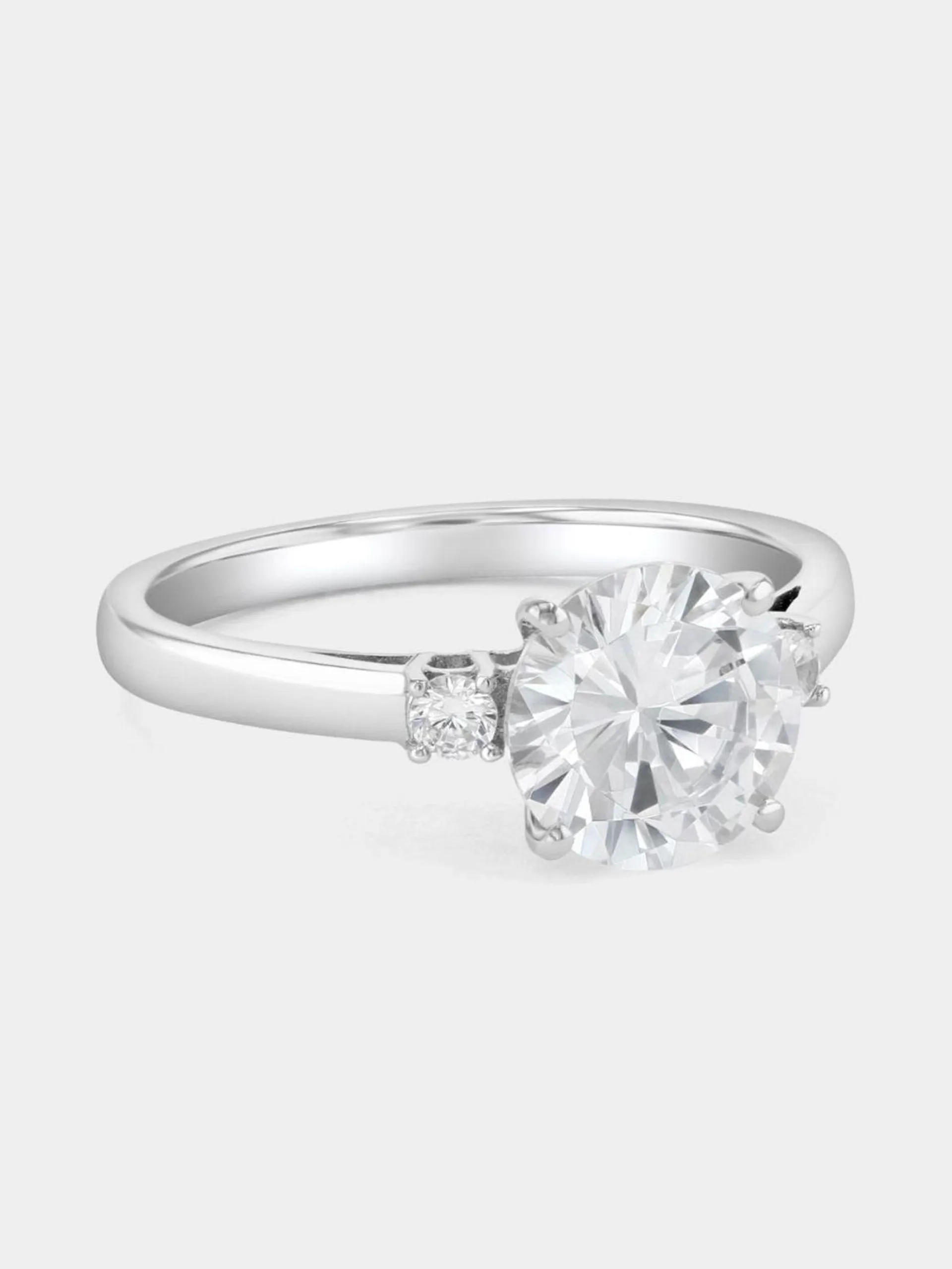 Cheté Sterling Silver Cubic Zirconia Solitaire Trio Ring