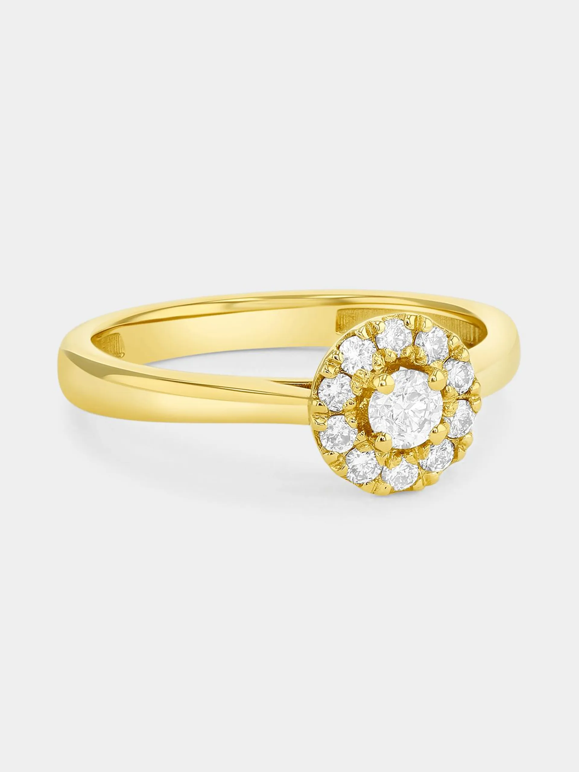 Yellow Gold 0.35ct Diamond Solitaire Halo Ring