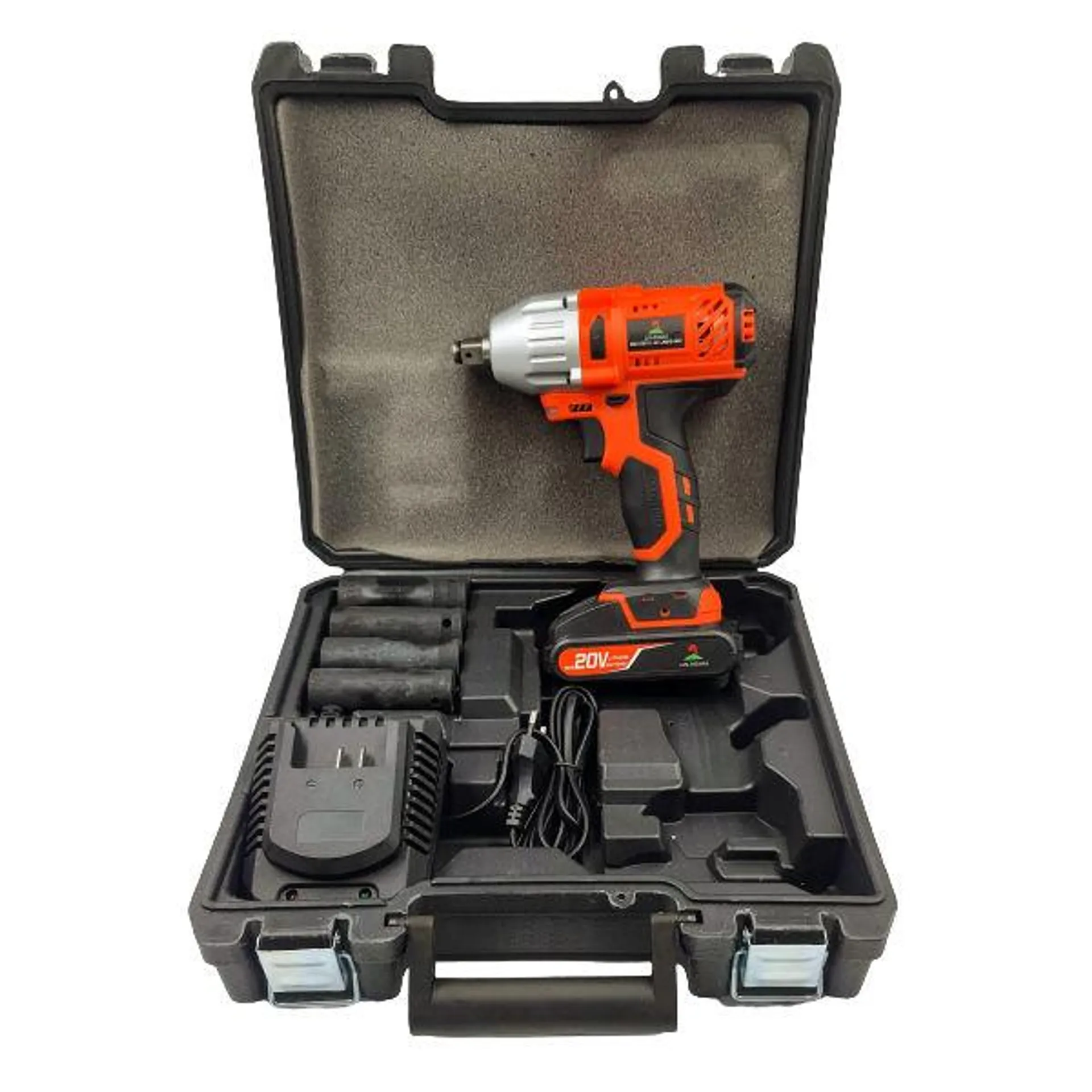 Heavy Duty Cordless Impact Torque Wrench 20v -330NM - with 4 socket Attachments