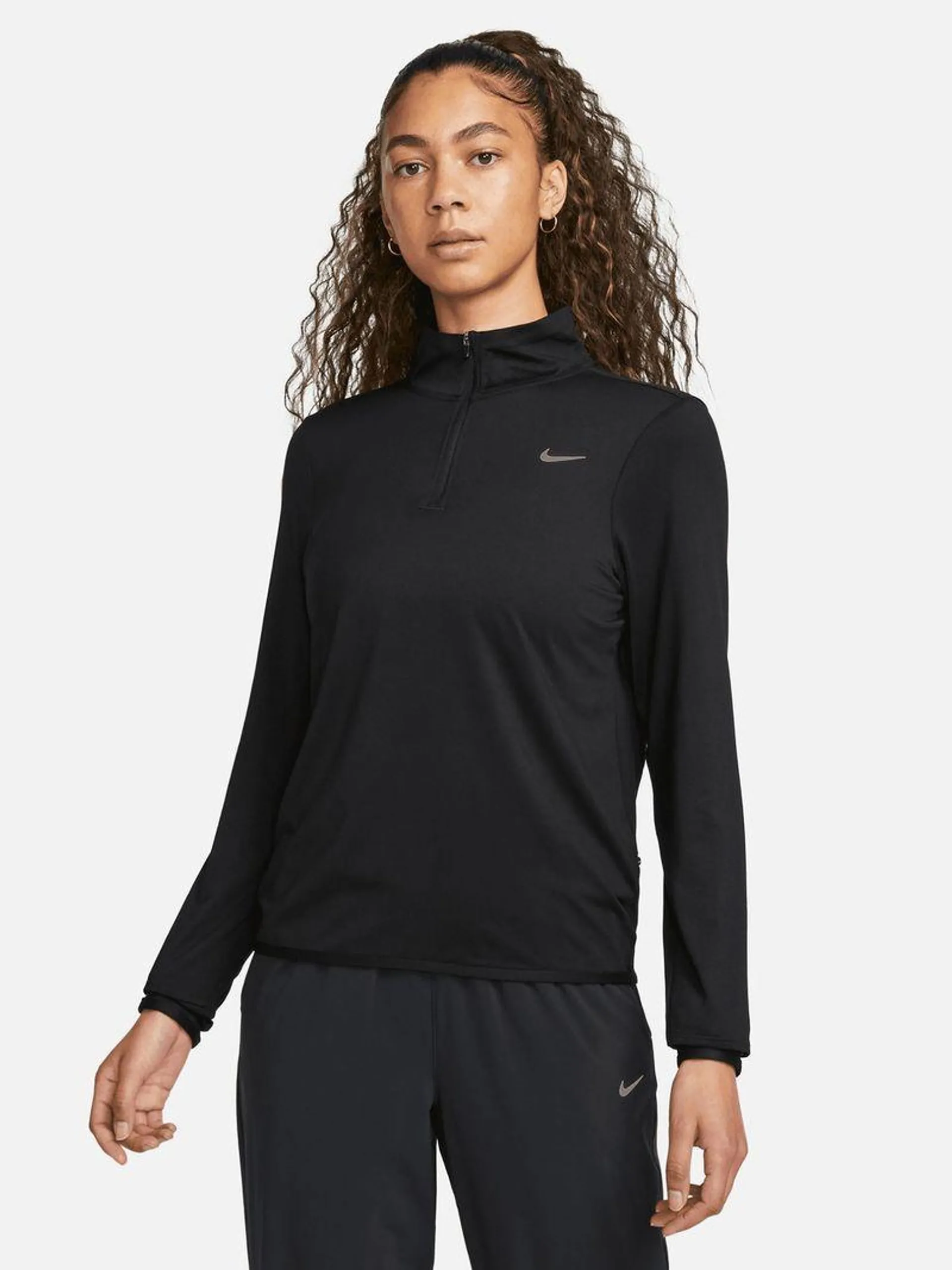 Womens Nike Swift Element UV Protection 1/4-Zip Black Running Top