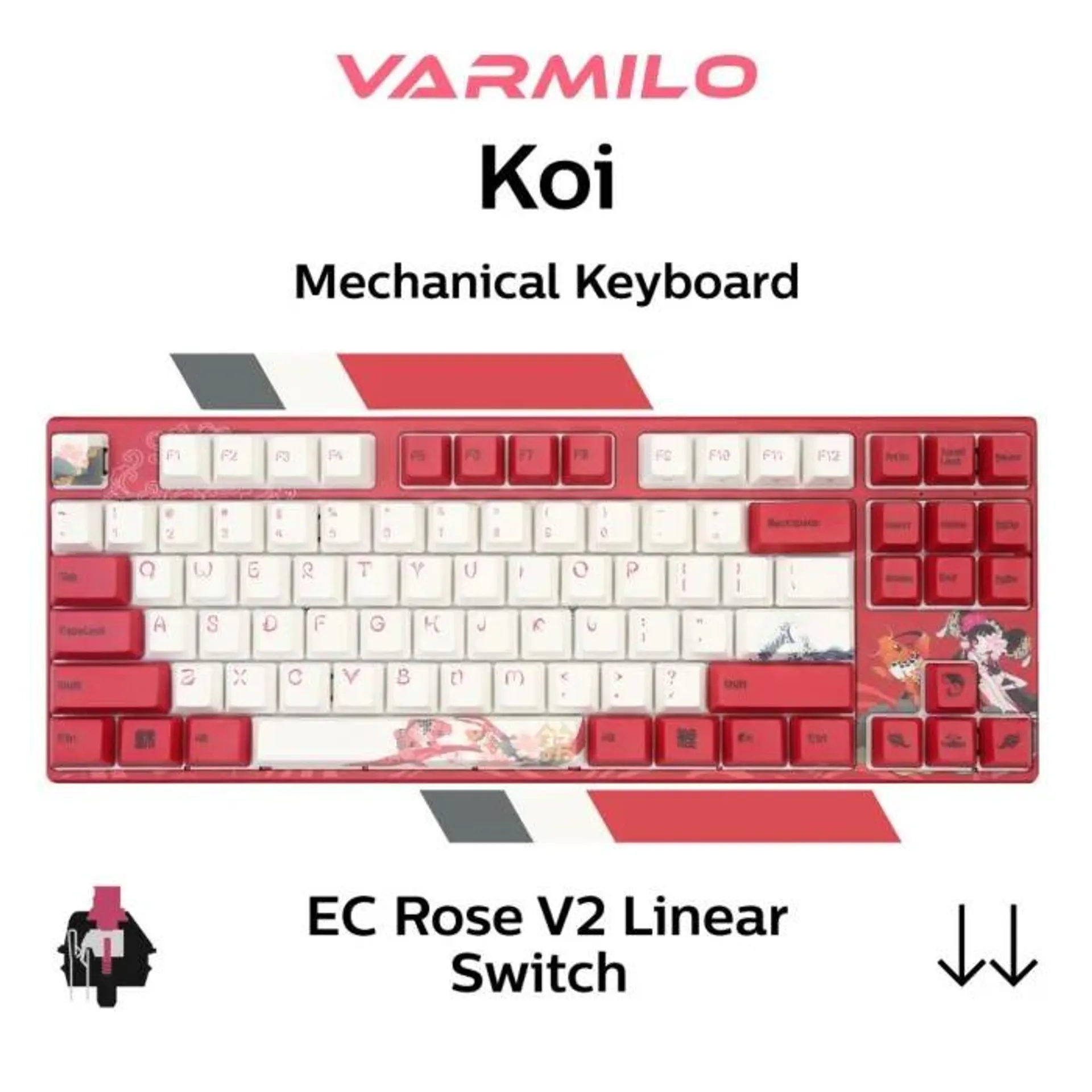 Varmilo MA87 V2 Koi EC Rose V2 A33A039B0A3A01A034 TKL Size Mechanical Keyboard