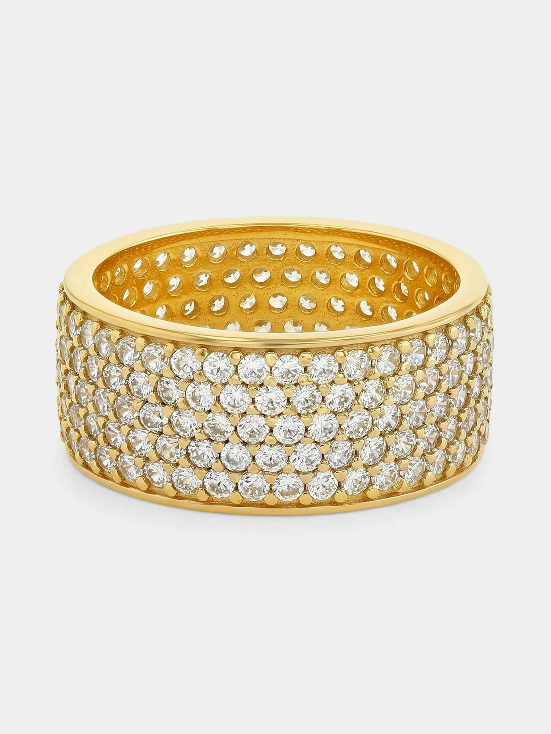 Gold Plated Sterling Silver Cubic Zirconia Pavé Statement Ring