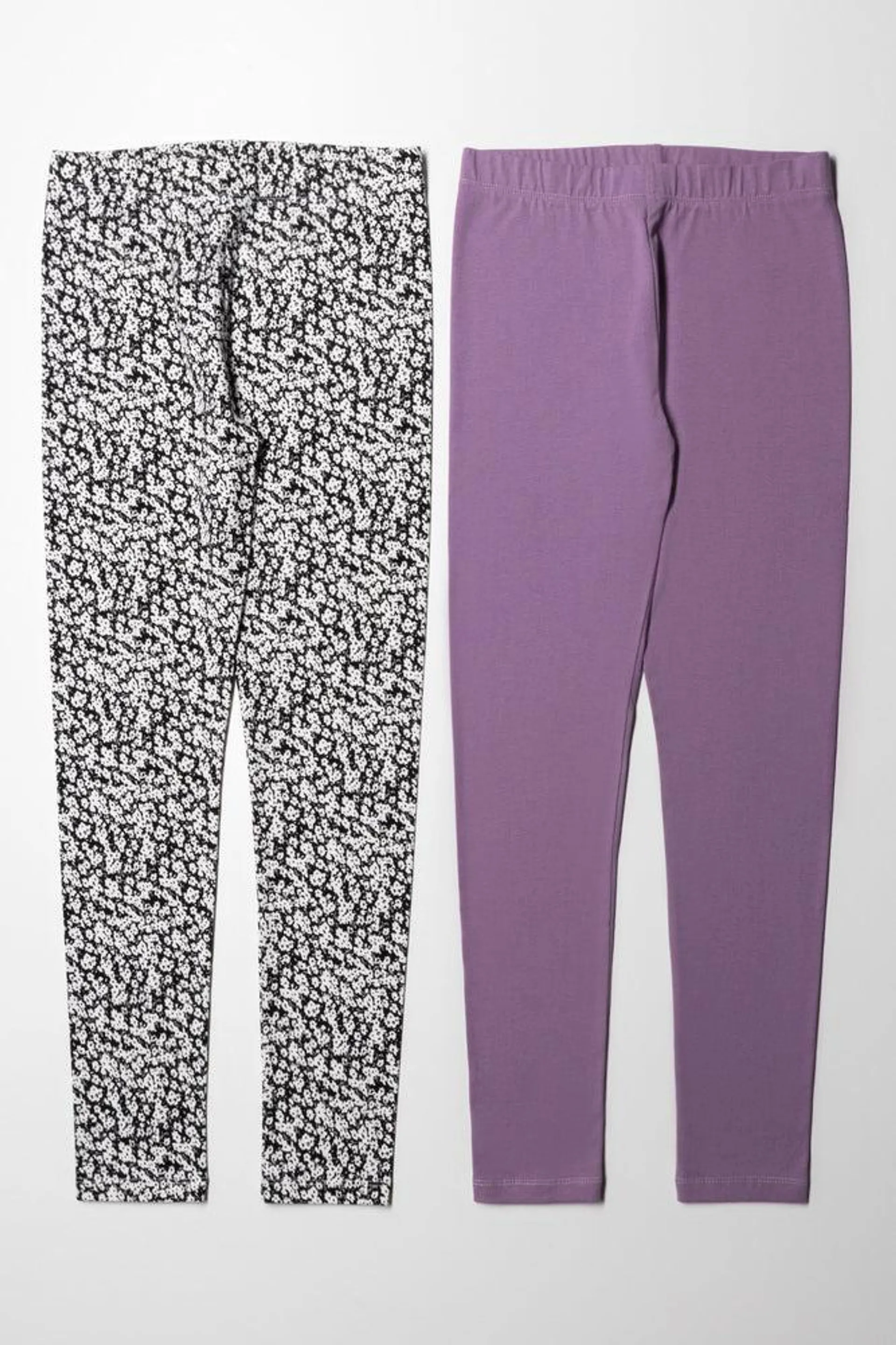 2 Pack Legging Mulberry And Black Daisy