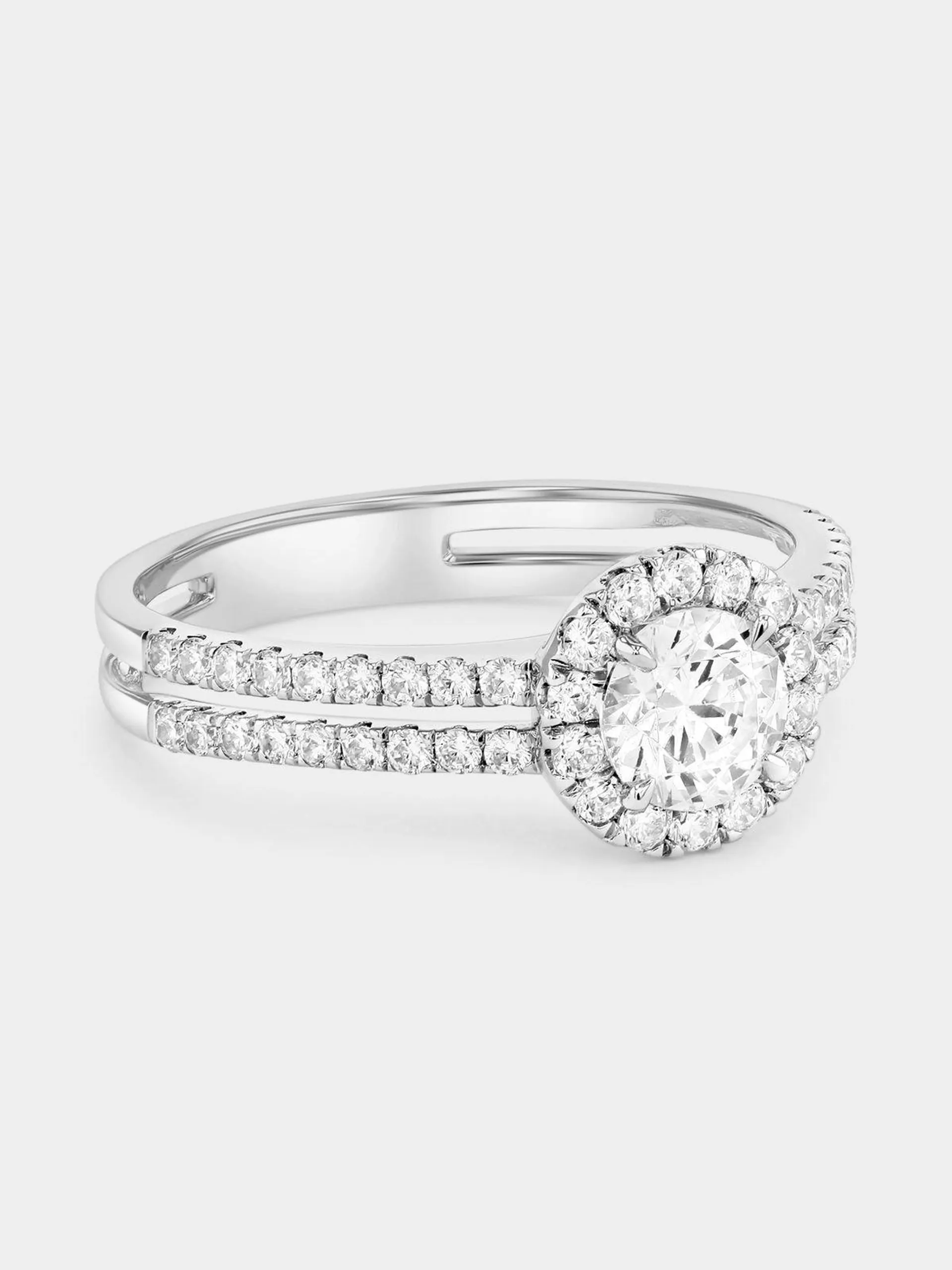 White Gold 1ct Lab Grown Diamond Round Halo Ring