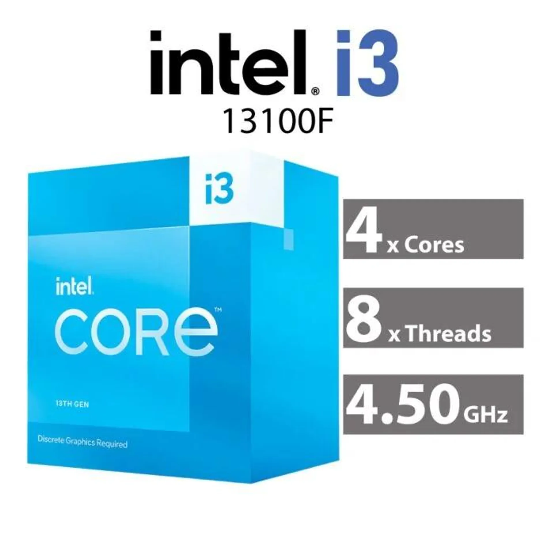Intel Core i3-13100F Raptor Lake 4-Core 3.40GHz LGA1700 58W BX8071513100F Desktop Processor