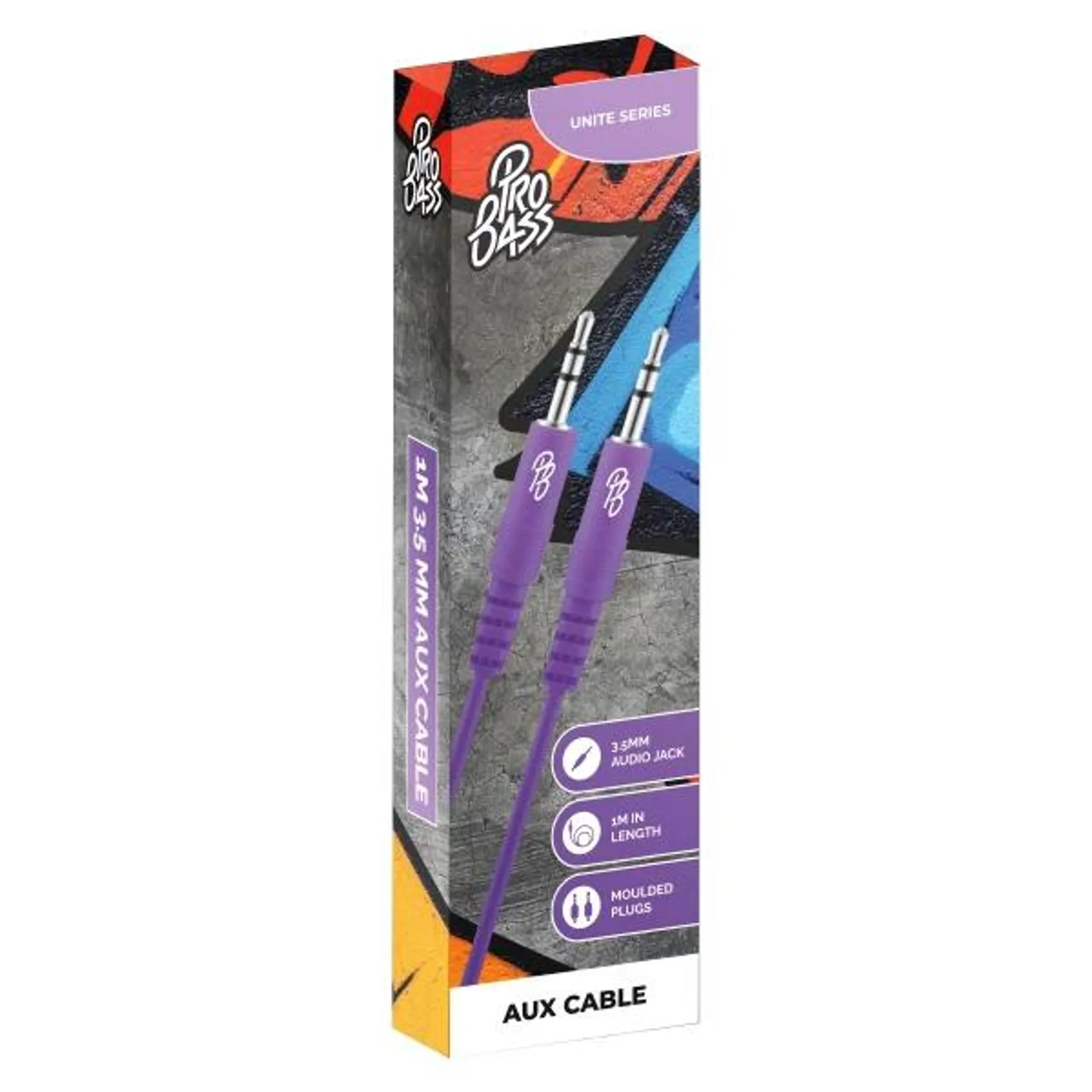 PRO BASS UNITE SERIES AUX CABLE 1M PURPL