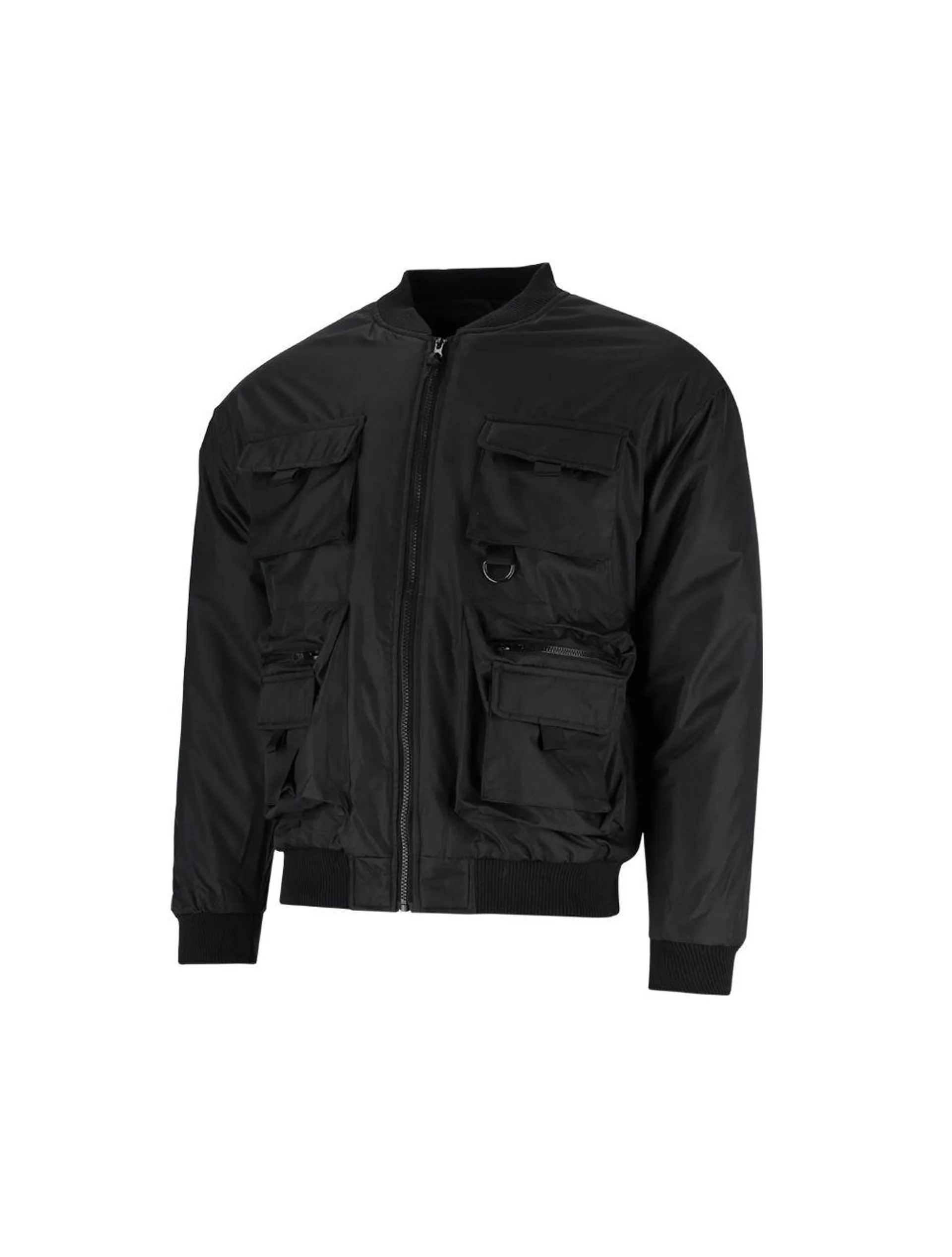 Nikos Utility Mens Bomber Jacket Black