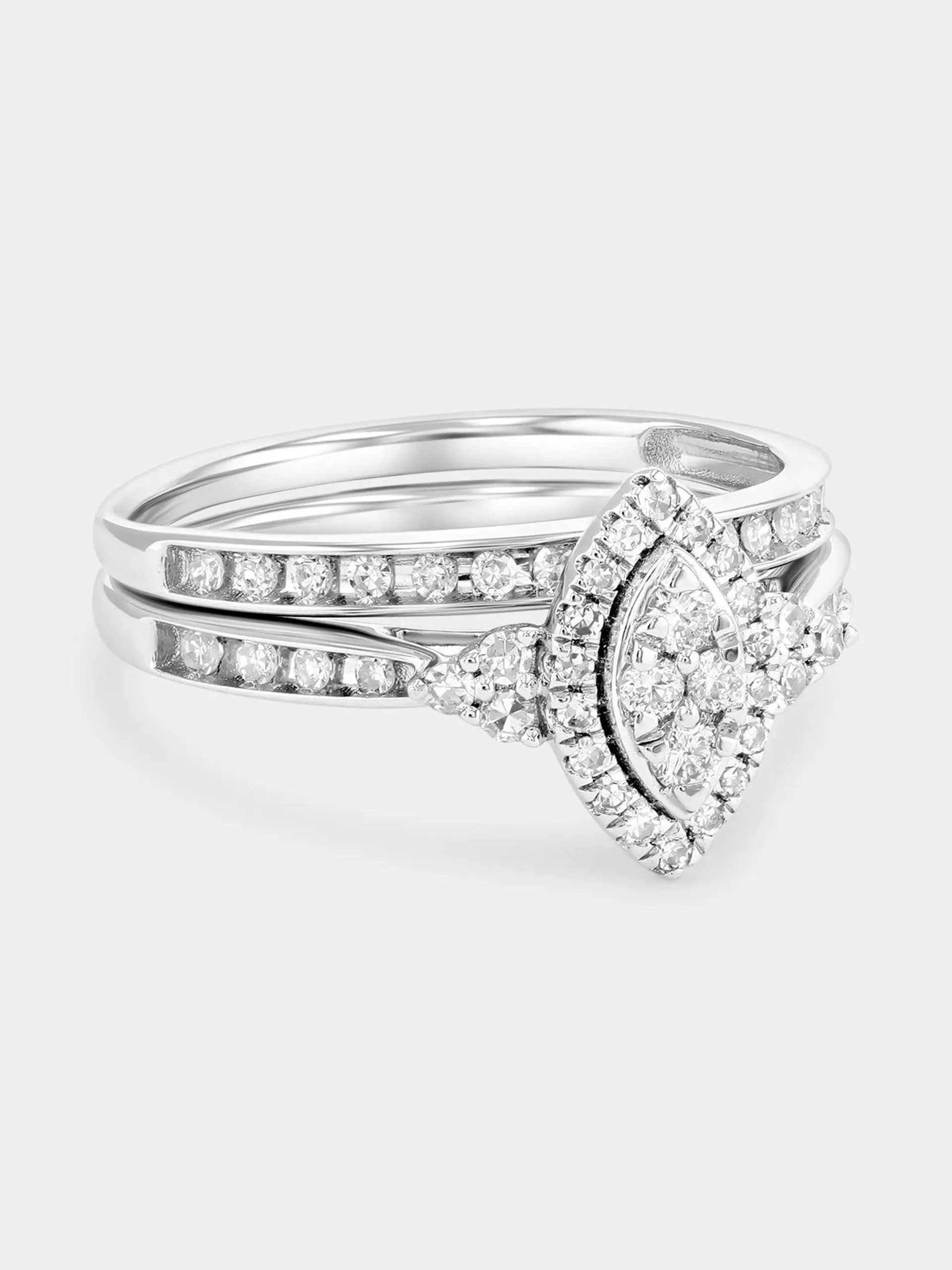 White Gold 0.4ct Lab Grown Diamond Marquise Halo Twinset Ring