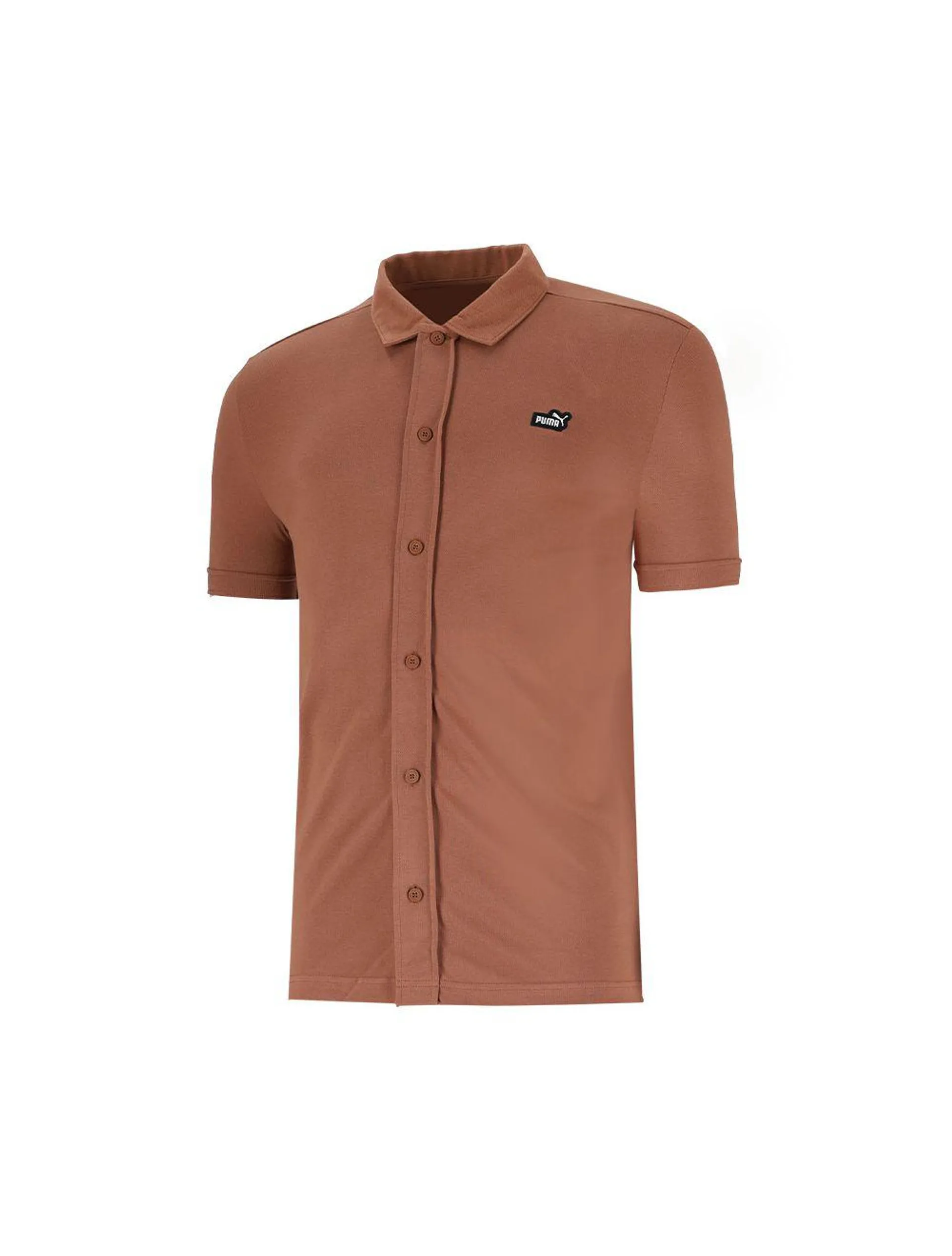 Puma Badge Mens Pique Golfer Brown