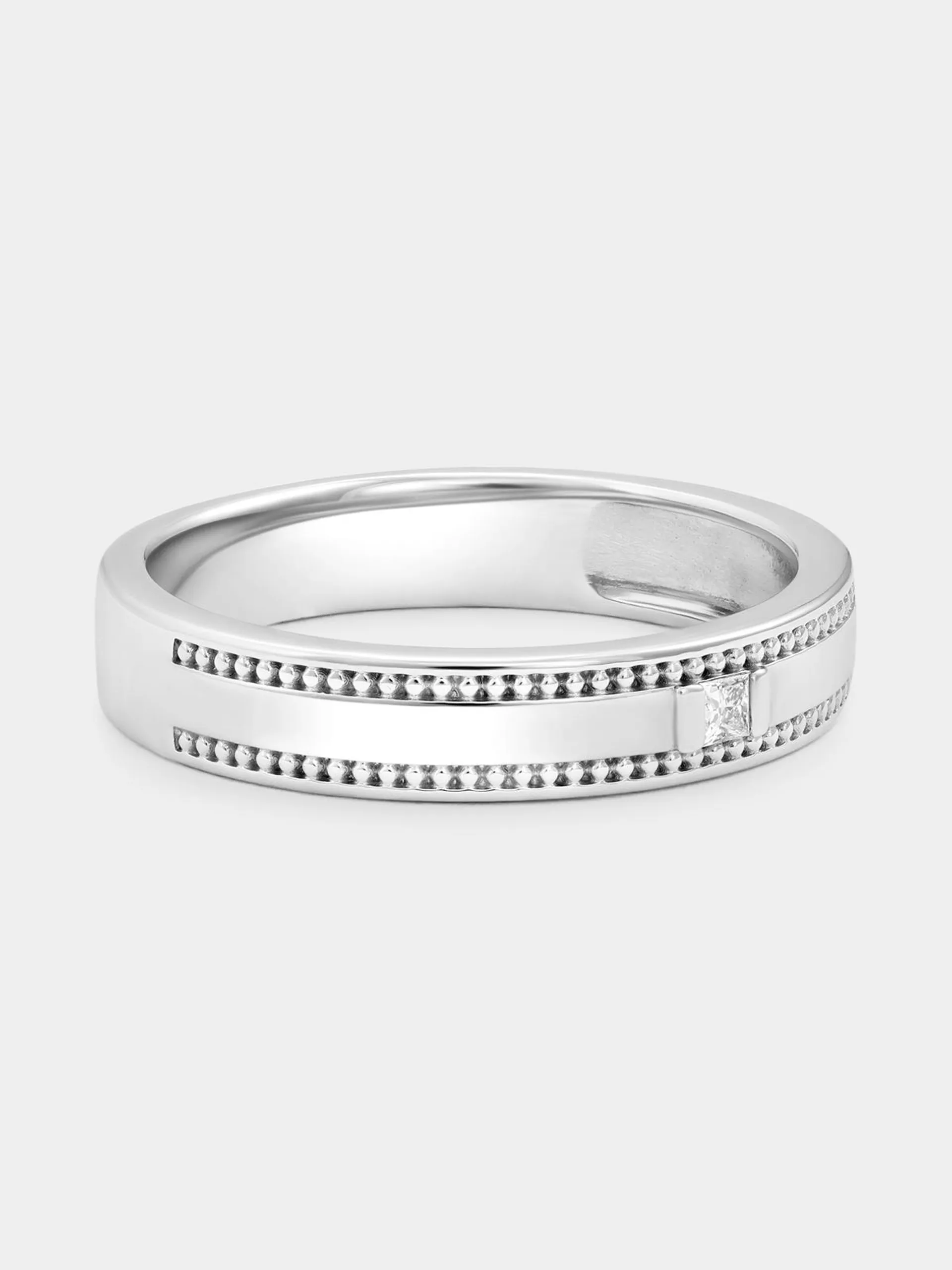 Sterling Silver Lab Grown Diamond Solitaire Square Millgrain Ring