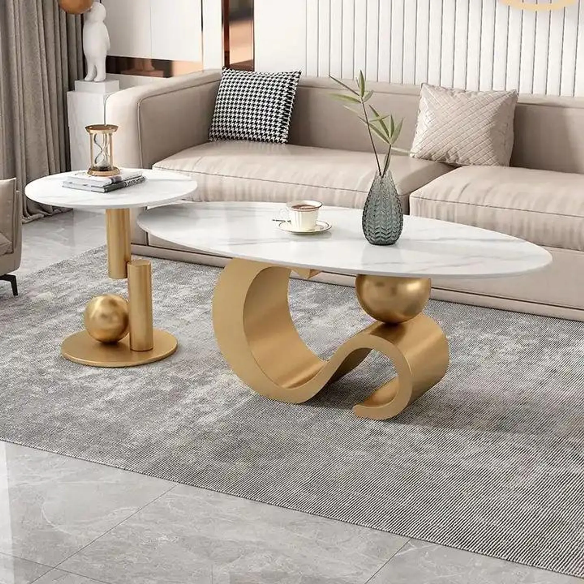 Nu Dekor - Bello Coffee & Side Table Set - Gold