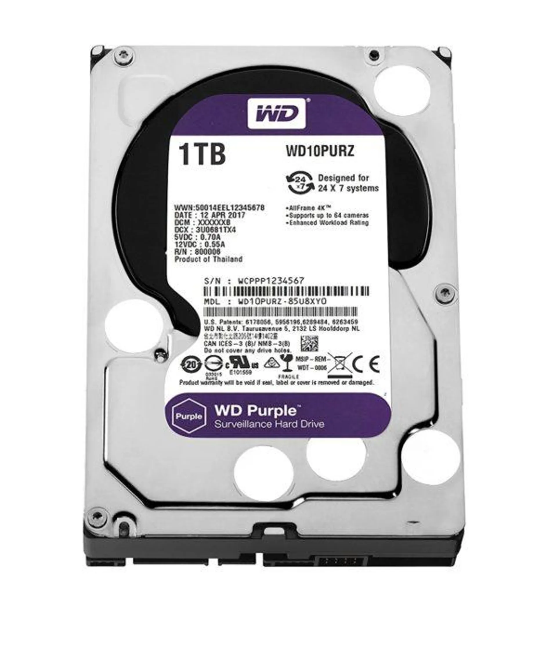 WESTERN DIGITAL 1TB 3.5″ PURPLE DRIVE