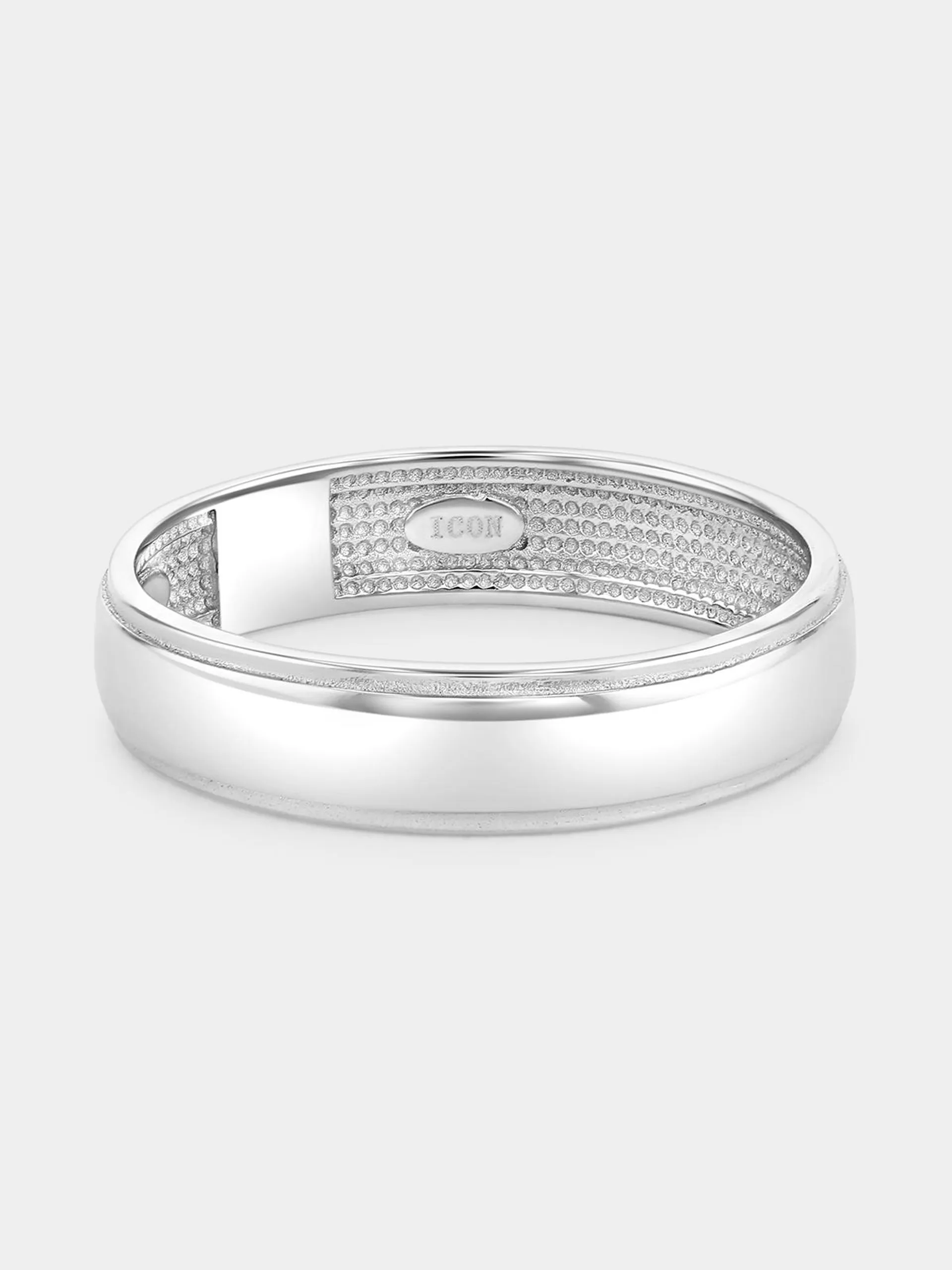 Sterling Silver Groove Edge Wedding Band