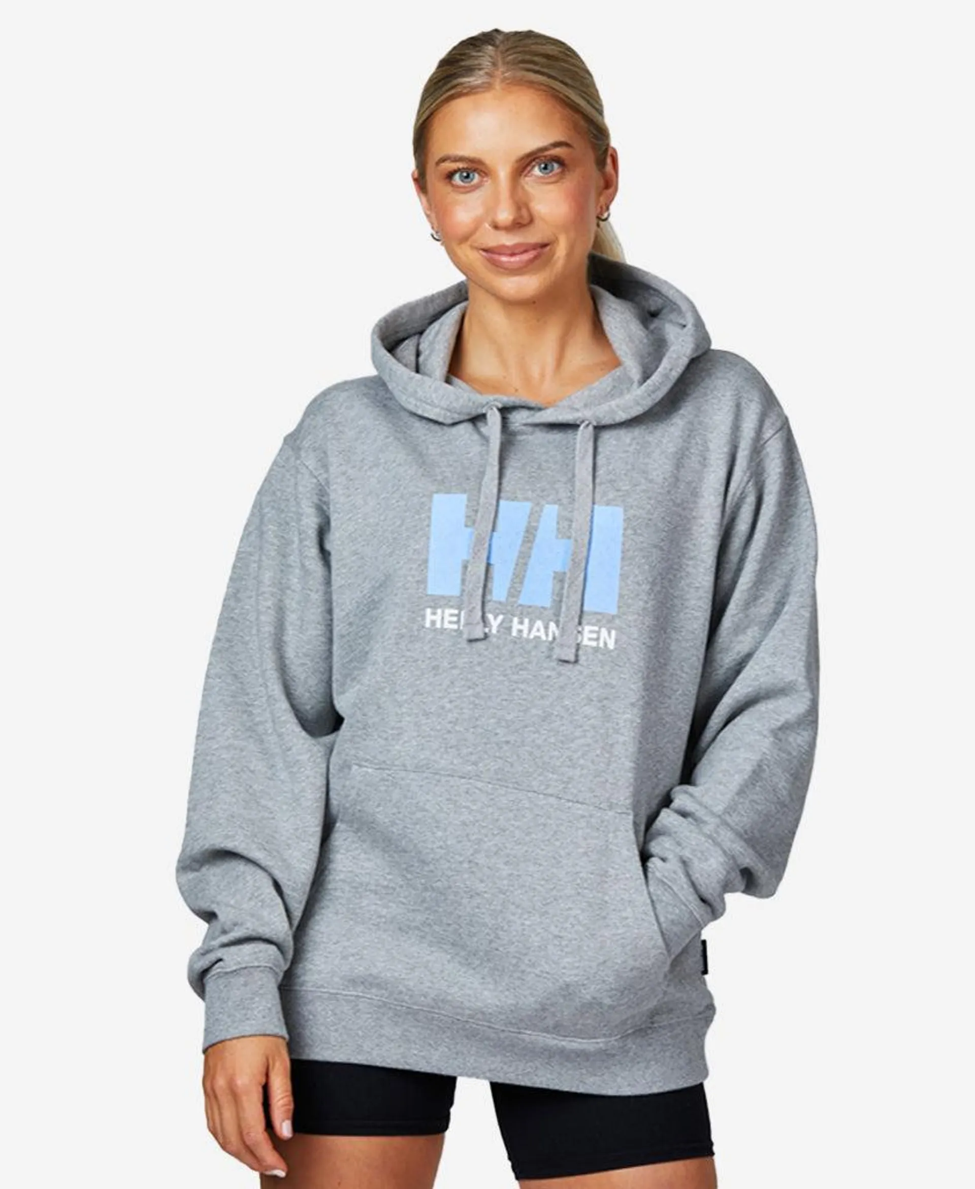 W HH LOGO HOODED FLEECE, Grey Melange