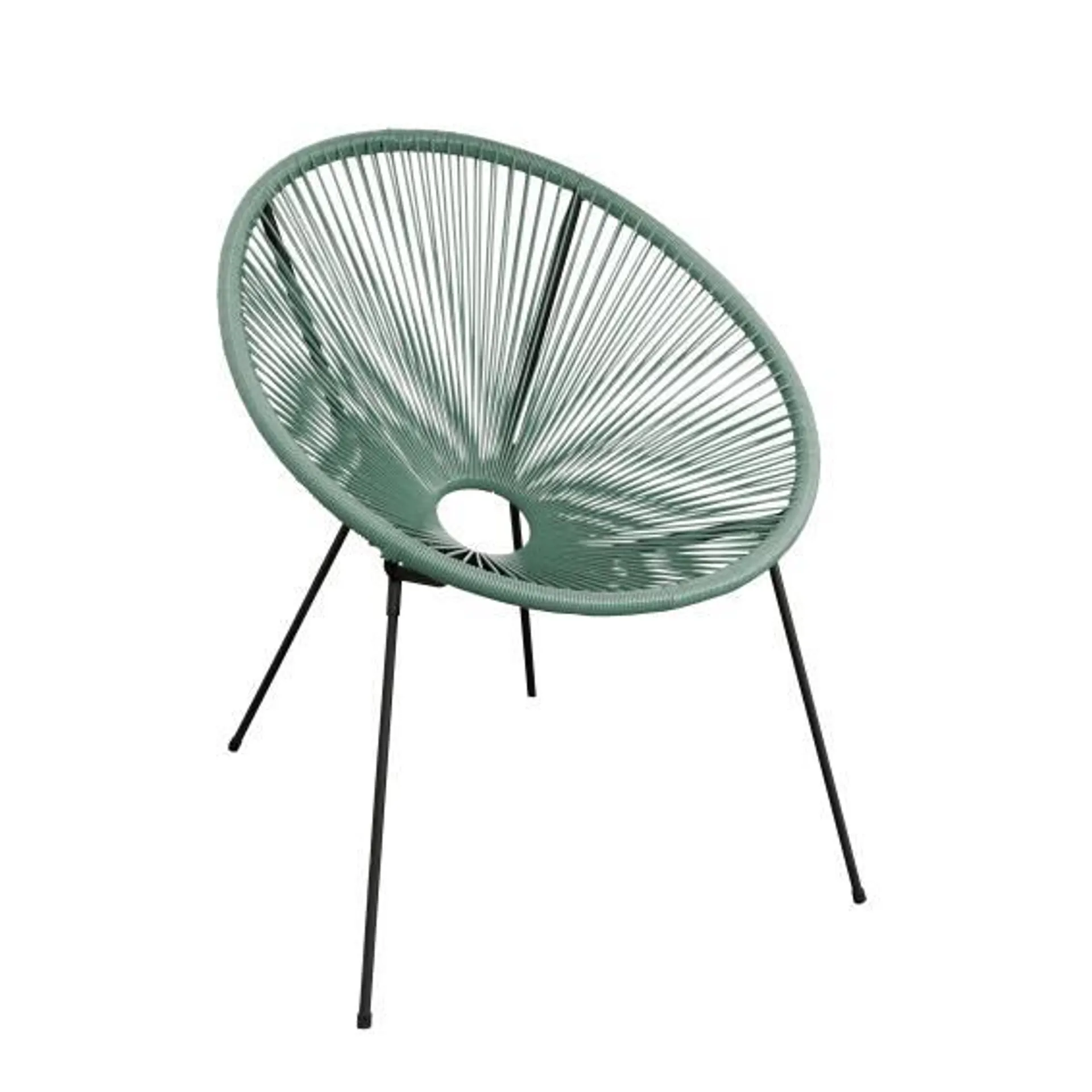 Acapulco Rattan & Steel Round Patio Chair Dark Green