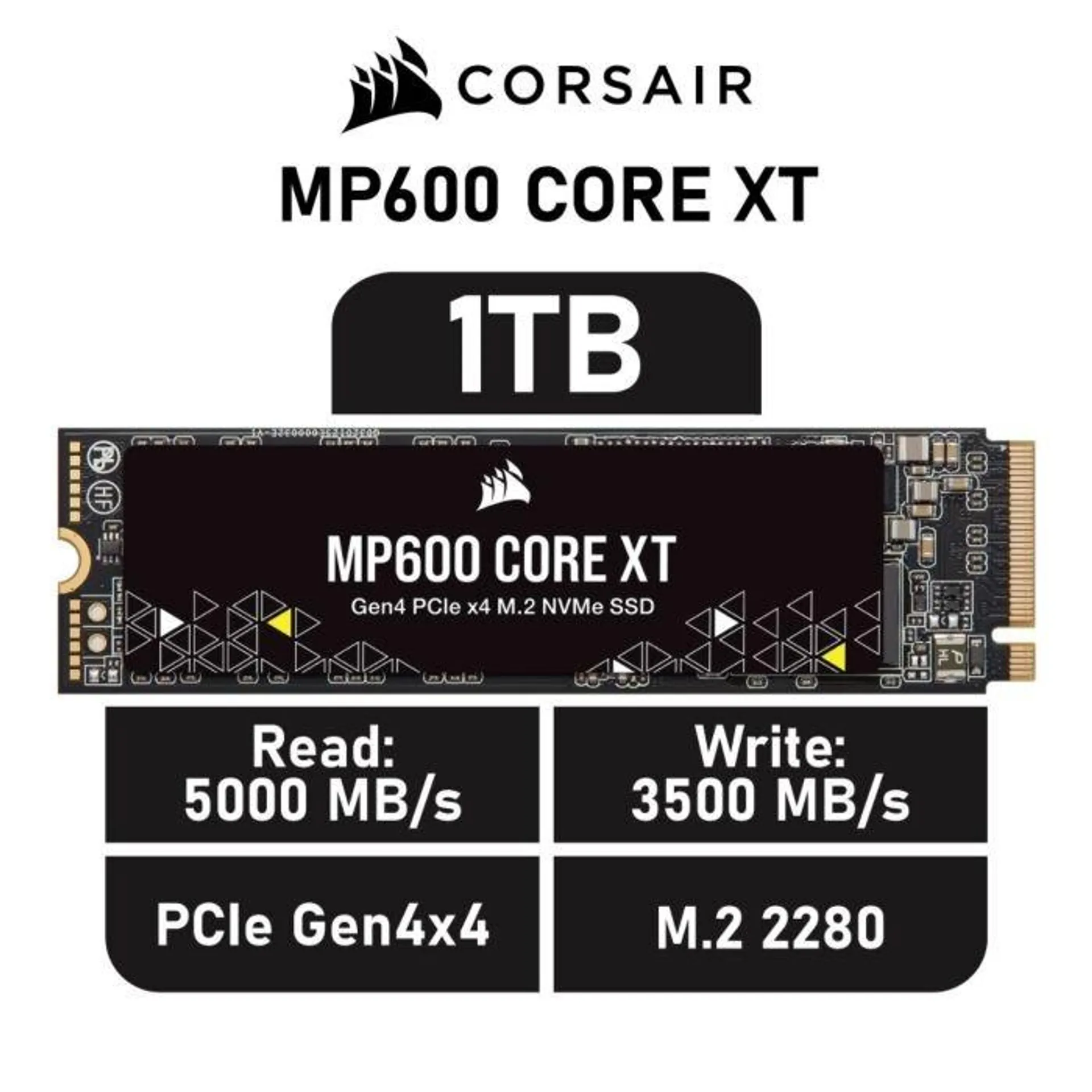 CORSAIR MP600 CORE XT 1TB PCIe Gen4x4 CSSD-F1000GBMP600CXT M.2 2280 Solid State Drive