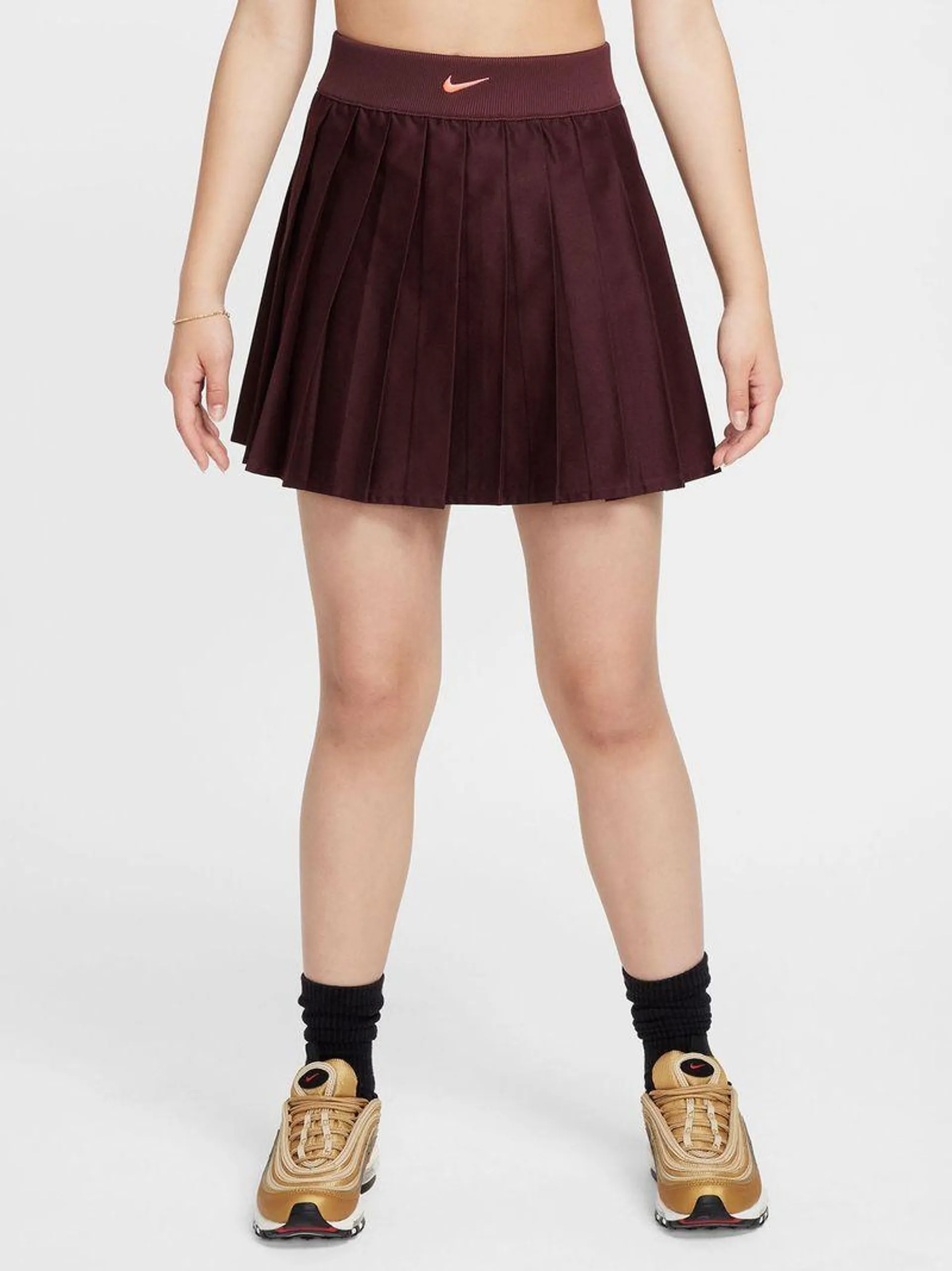 Nike Girls Sportswear Pleated Burgundy Skirt