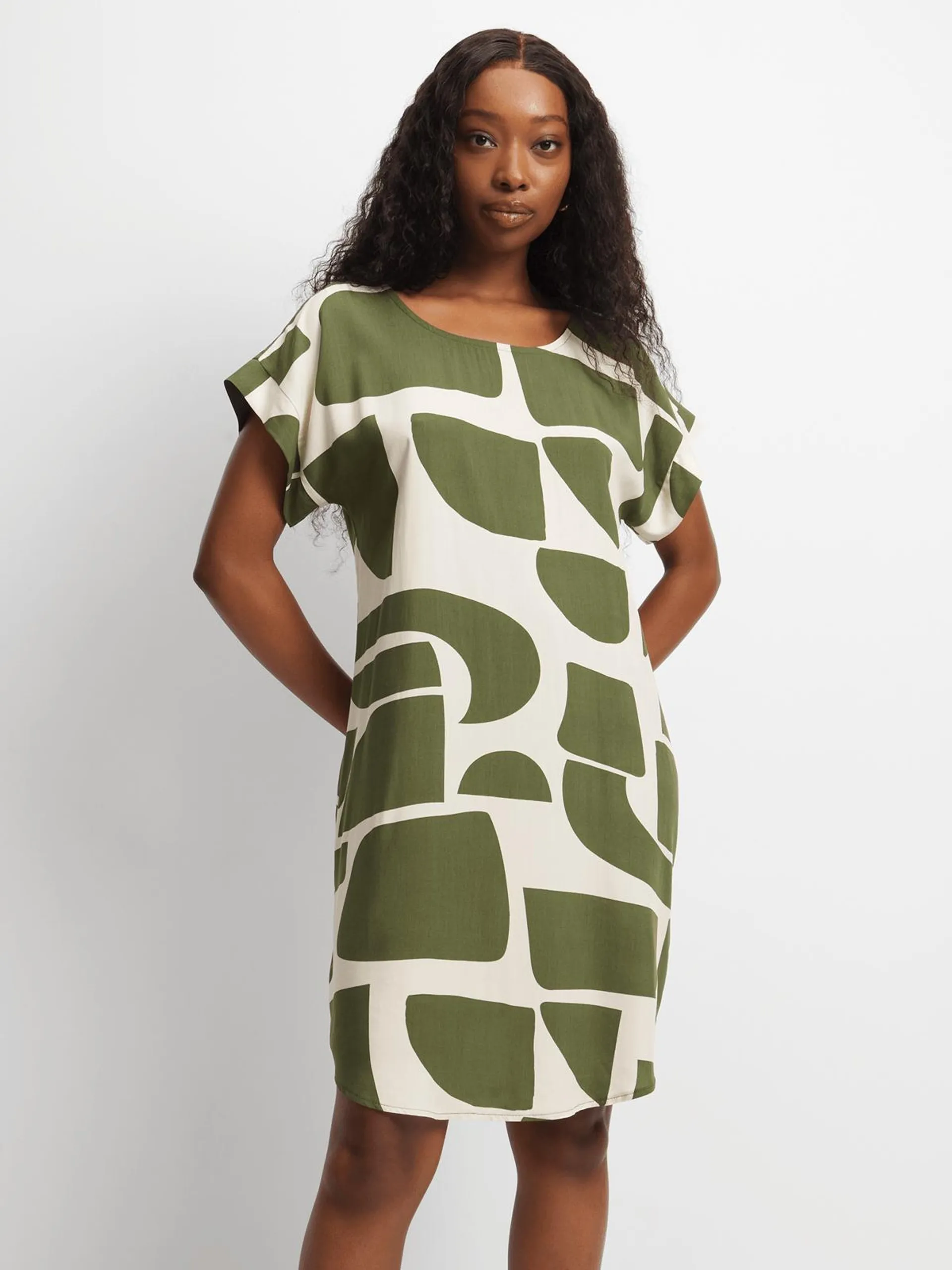 Jet Women's Stone/Olive Geo Print Dress